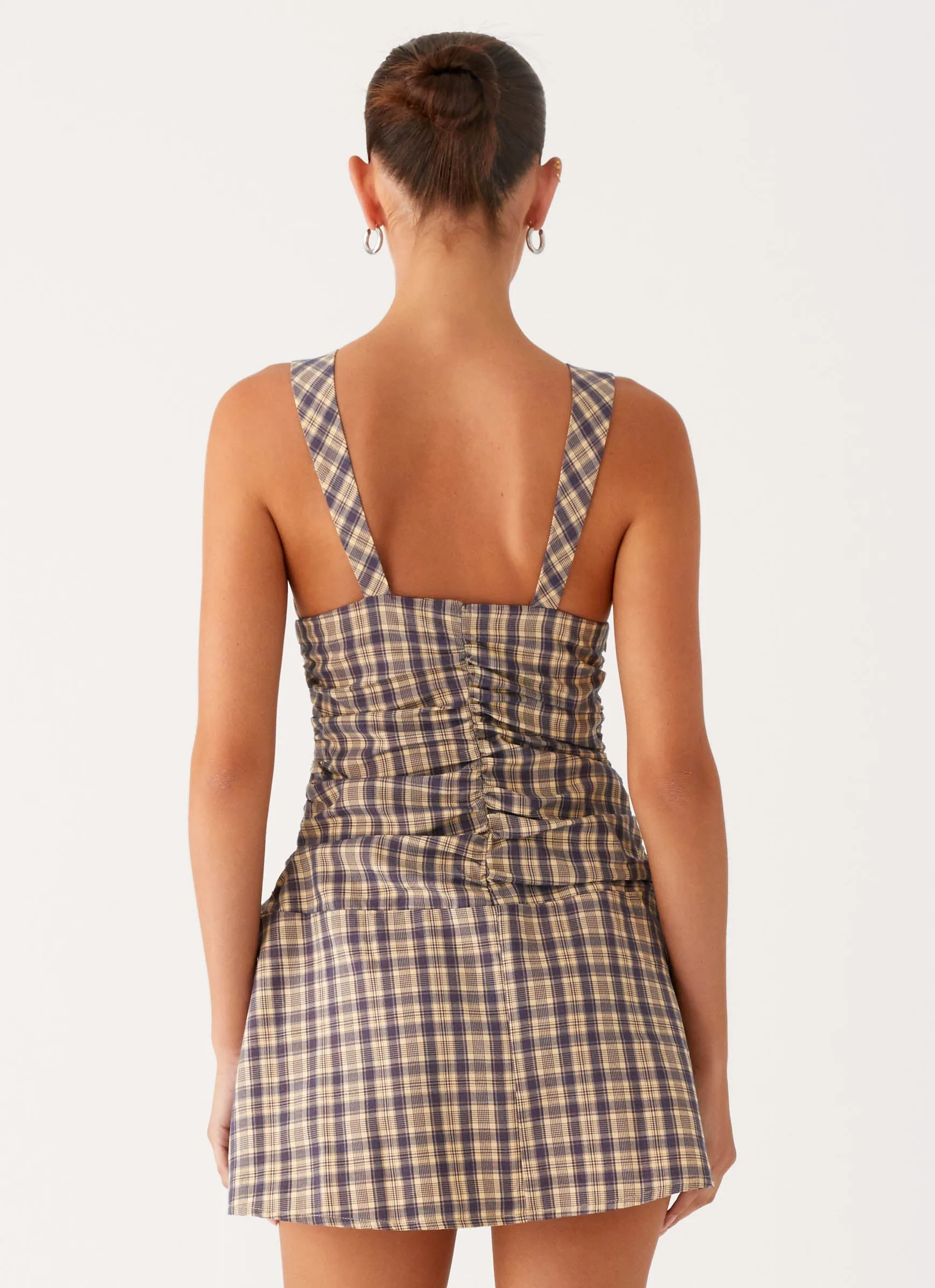 Smart Tones Anytime Wear Tablo Drop Waist Mini Dress - Check Print