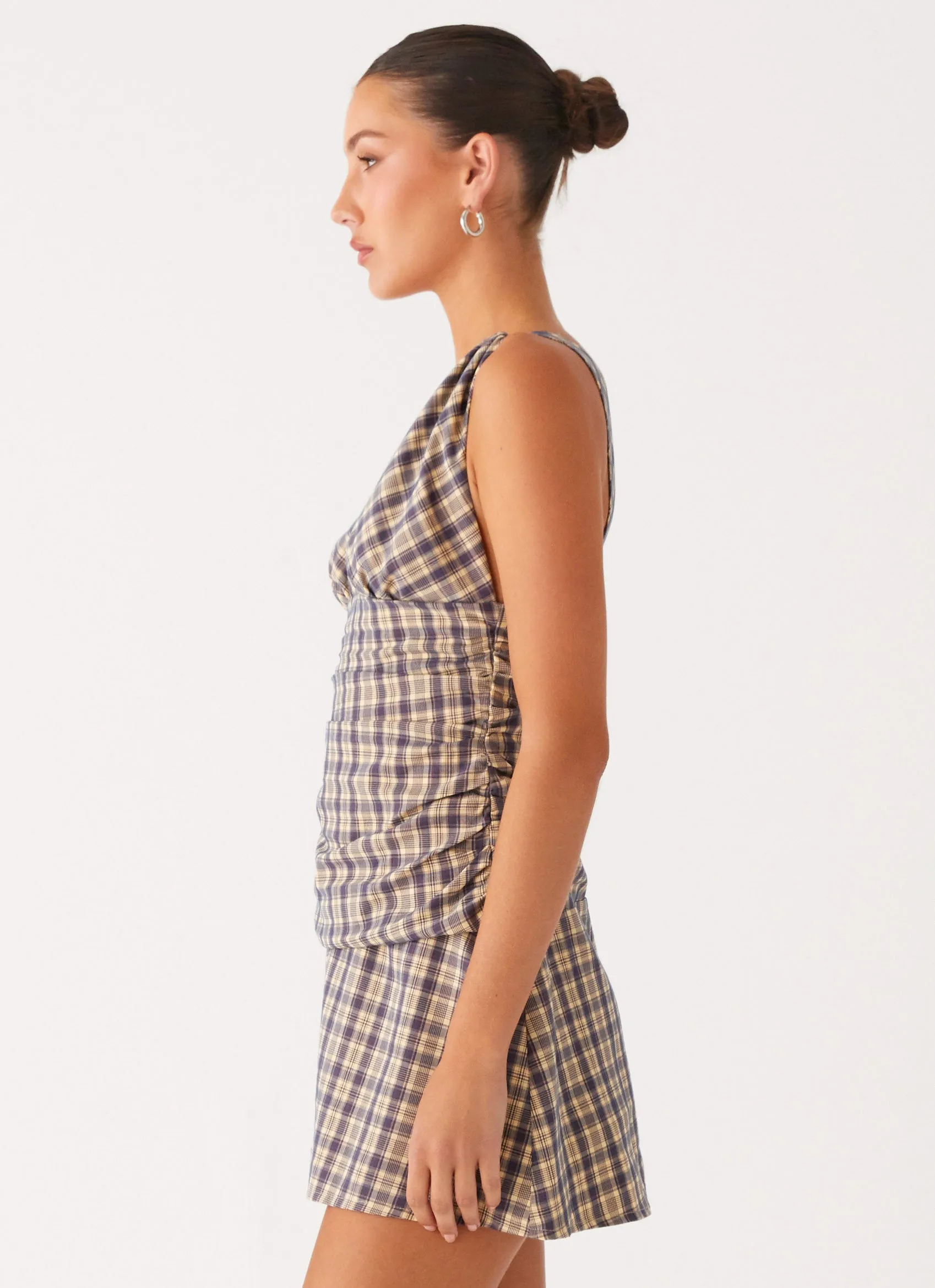 Timeless fitted silhouette Tablo Drop Waist Mini Dress - Check Print