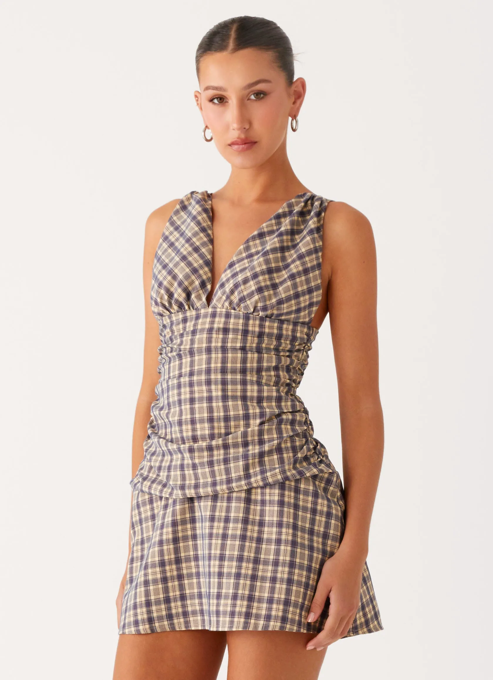 Cruise-Wear Seasonal piece Tablo Drop Waist Mini Dress - Check Print