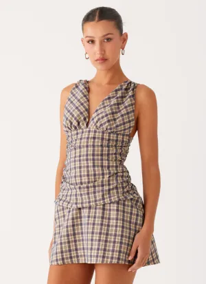 Cruise-Wear Seasonal piece Tablo Drop Waist Mini Dress - Check Print