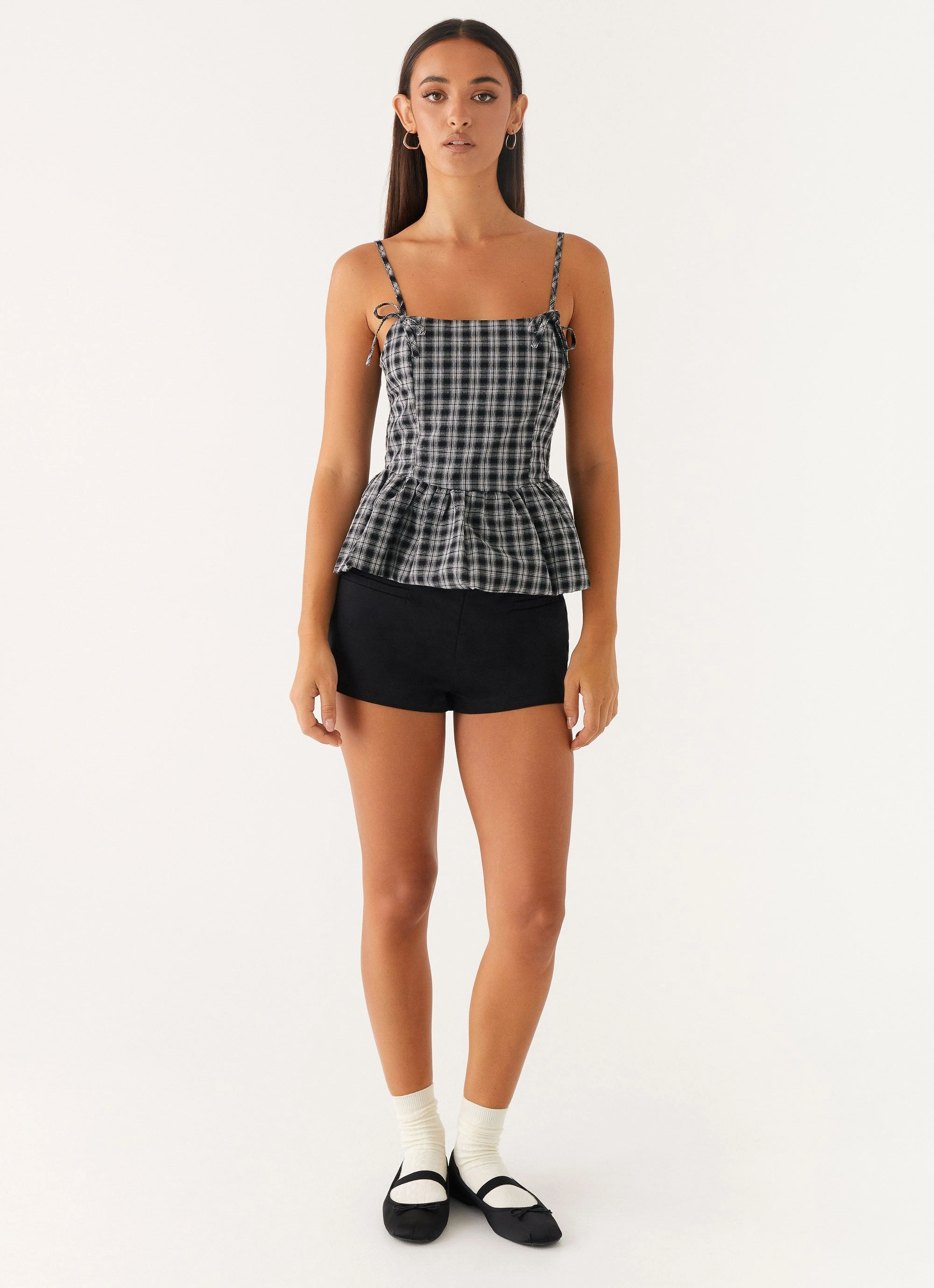 Durable Coating Laura Top - White Black Check