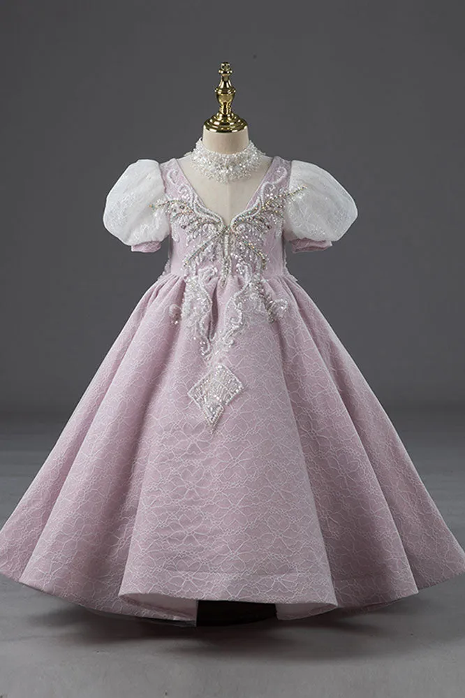 Lavender Girls Pageant Princess Evening Ball Gown CL2005