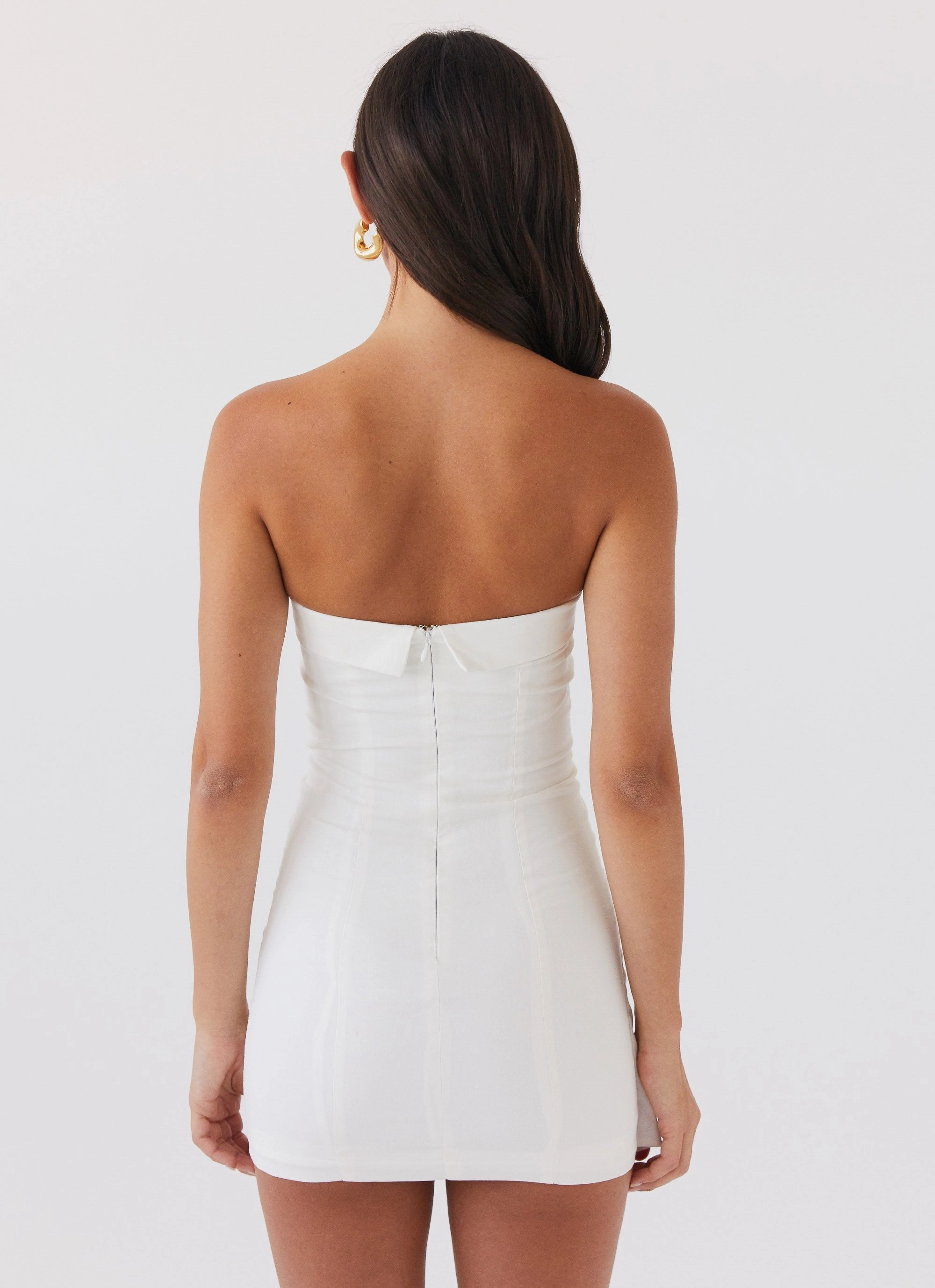 Lavinia Linen Tube Mini Dress - White Silky Movement