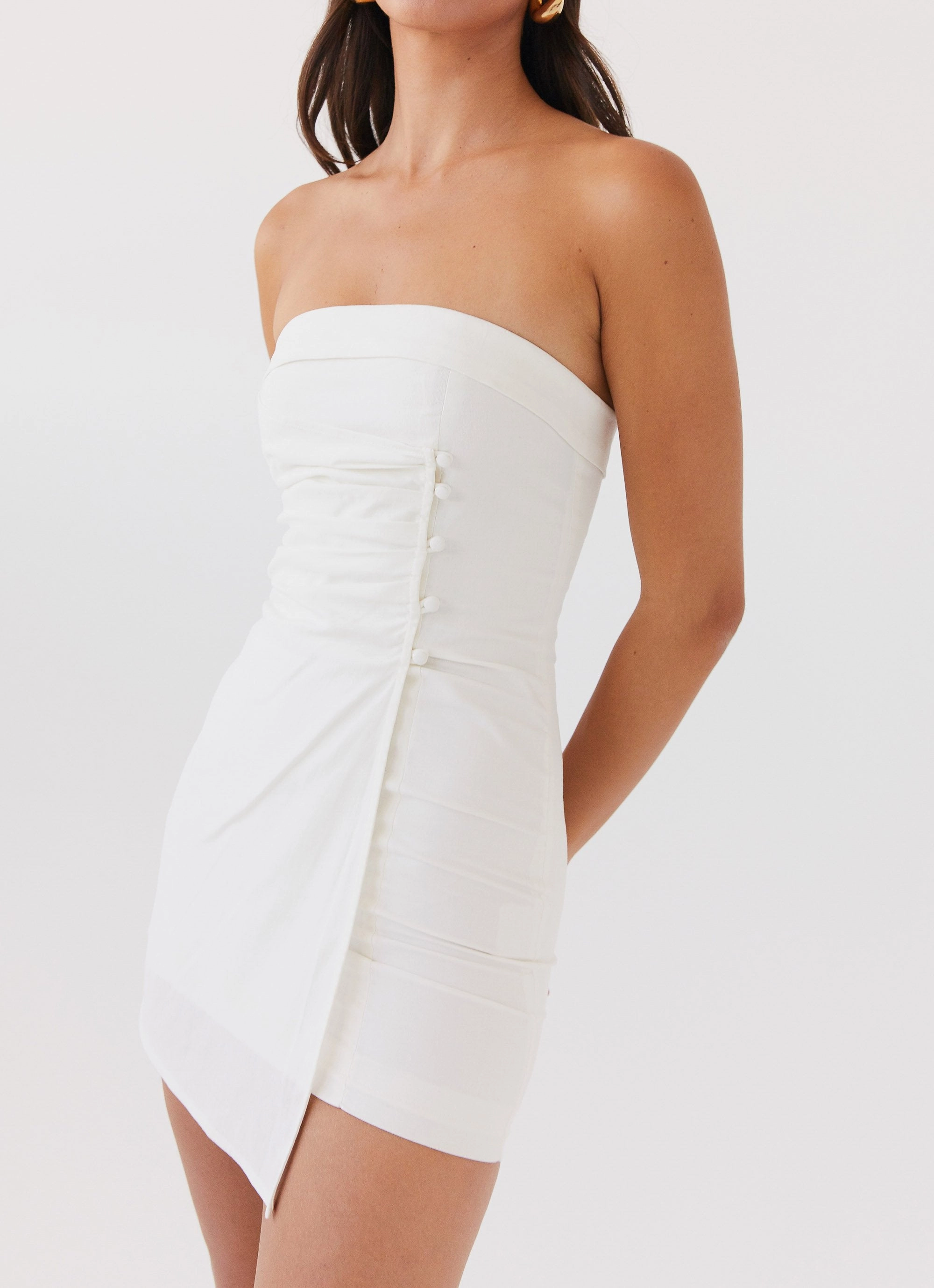 Lavinia Linen Tube Mini Dress - White Soft Silhouette Easy Layers