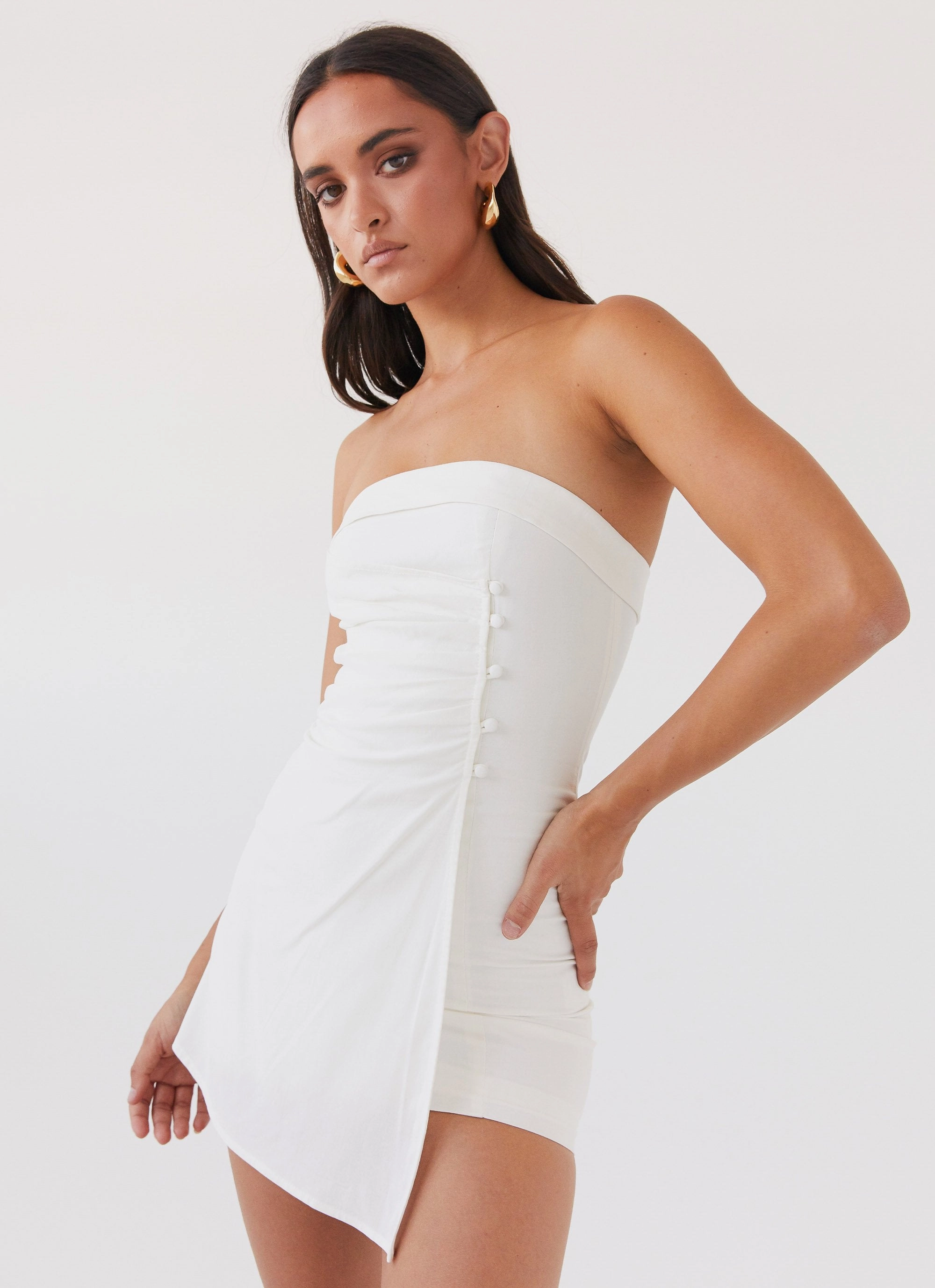 Lavinia Linen Tube Mini Dress - White Work Favorite Fit for All Seasons