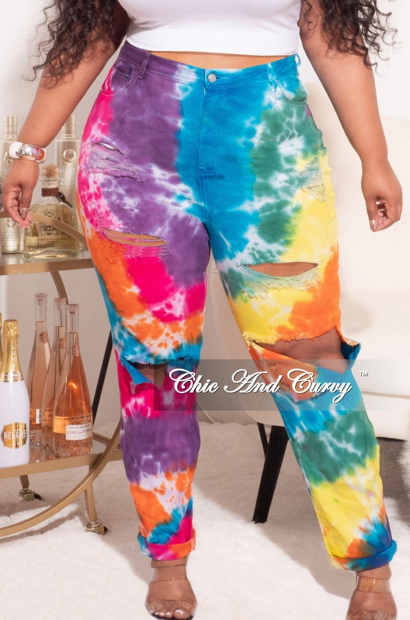 Final Sale Plus Size Multi-Color Tie Dye Pants Cozy Stretch Fit stain guard