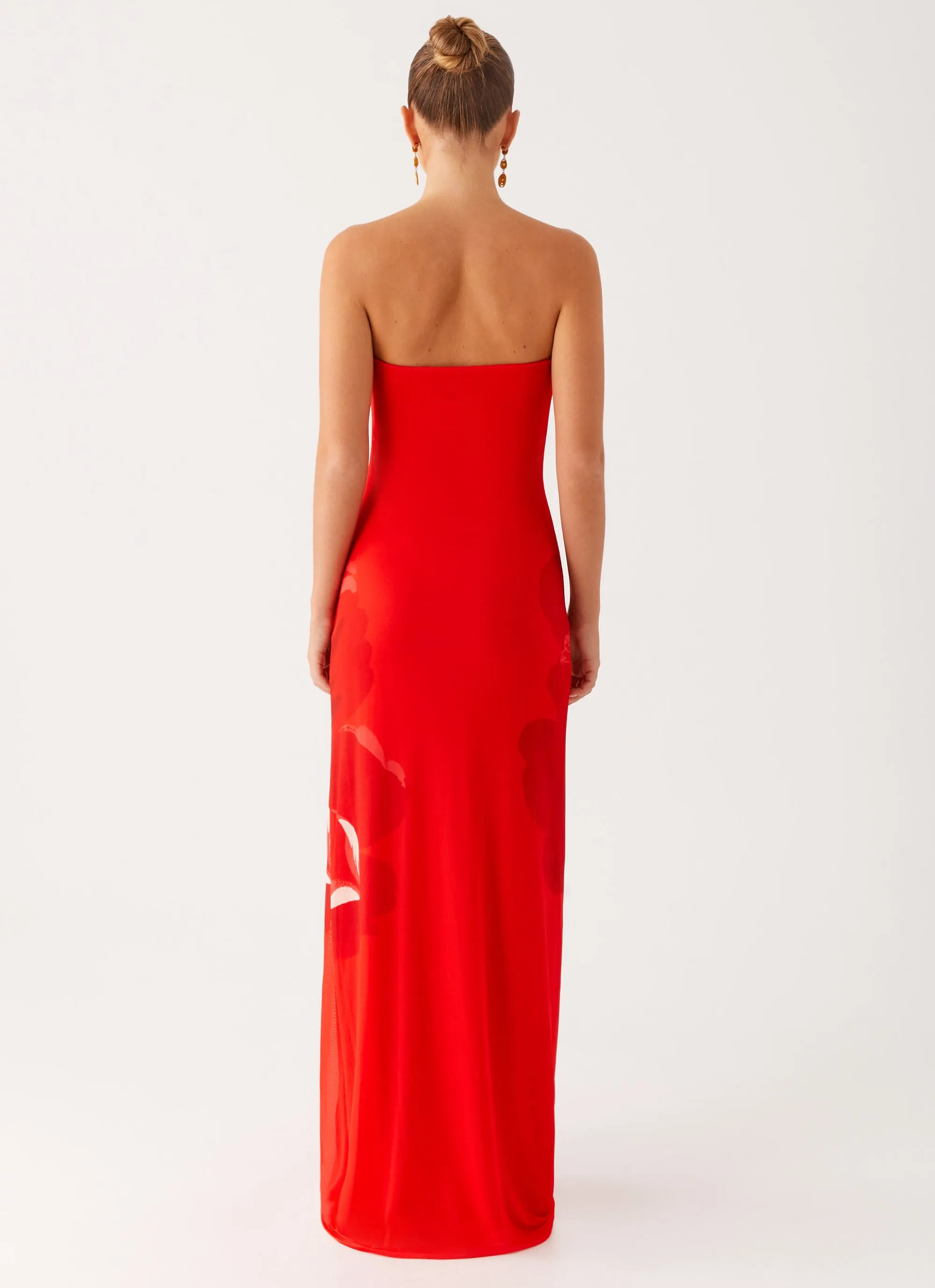 Bell-Sleeve Fabian Maxi Dress - Red