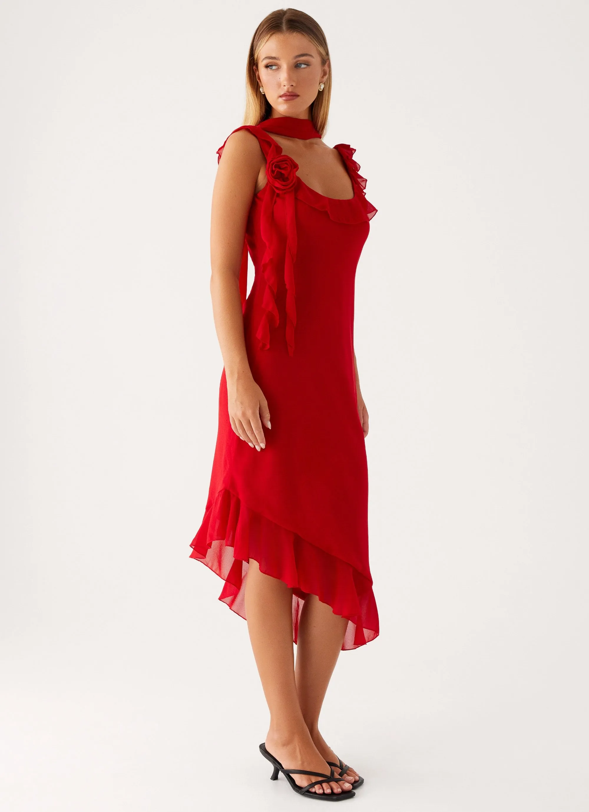 Chic and Stylish Fariday Midi Dress - Red