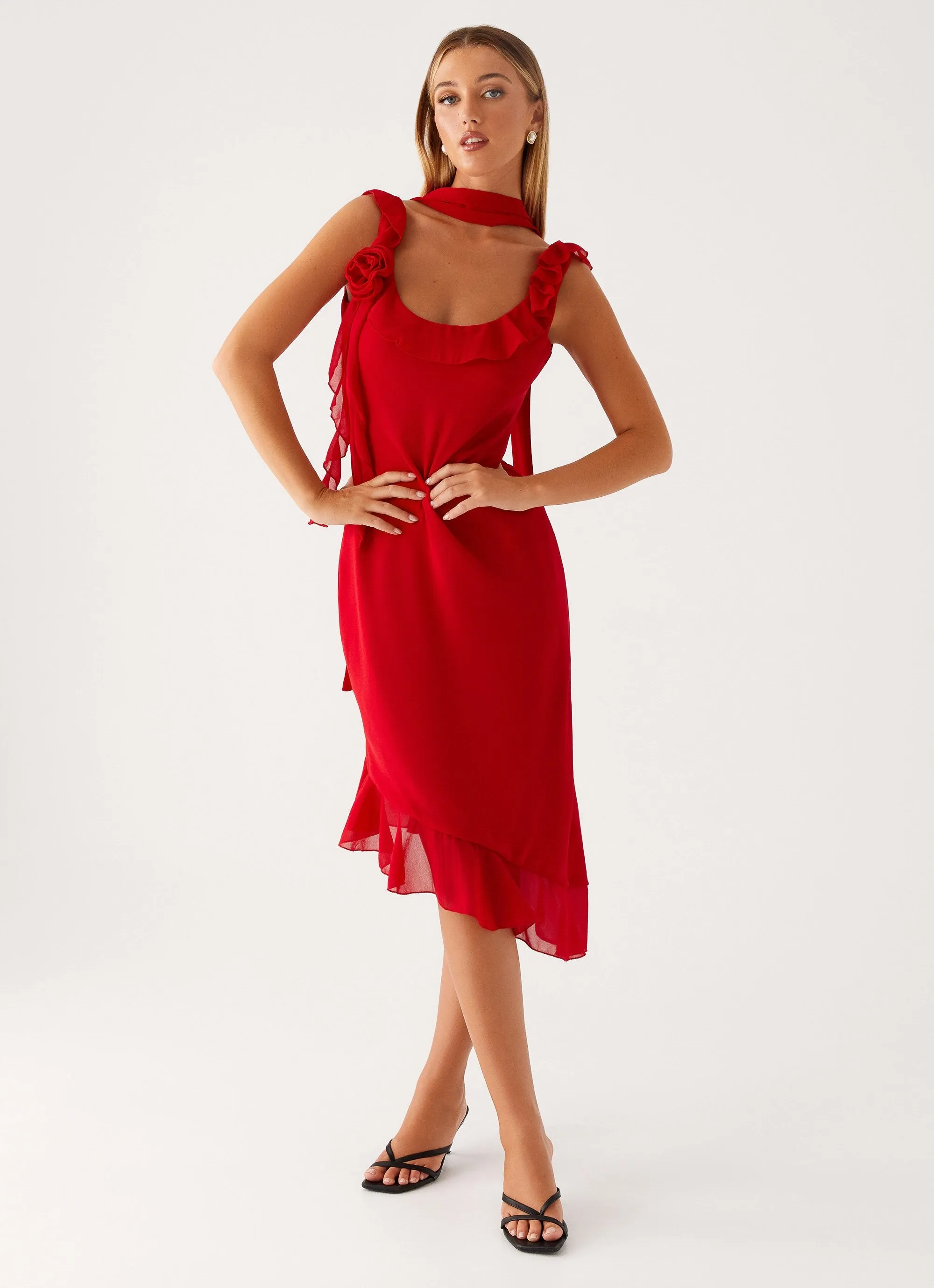 Work-Ready Look Fariday Midi Dress - Red