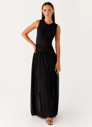 Off Grid Crochet Maxi Dress - Black photo look Romantic Soft