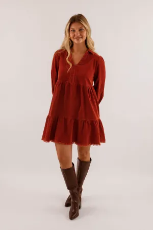 Comfortable Design Hope of It All Dress-Rust