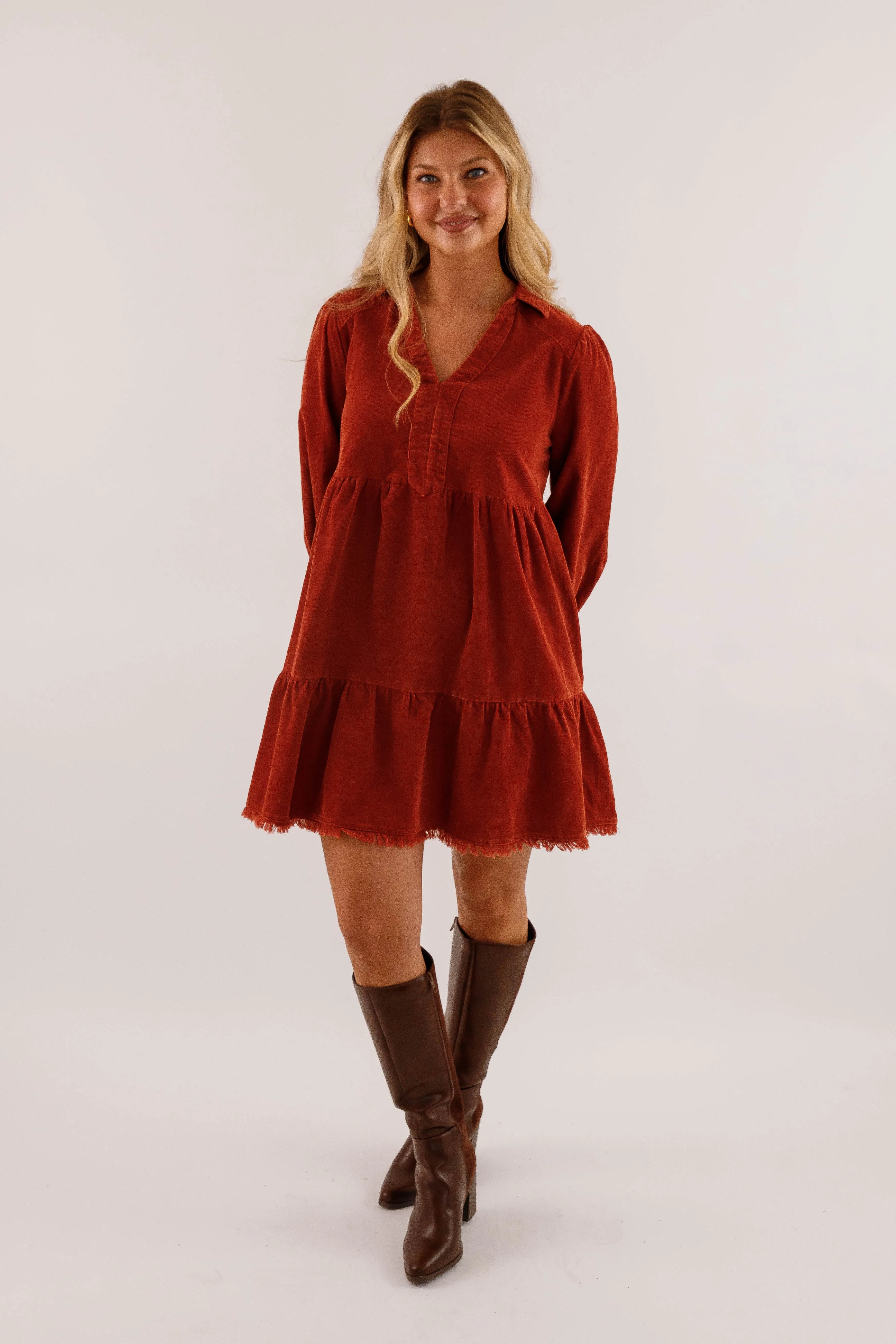 Comfortable Design Hope of It All Dress-Rust