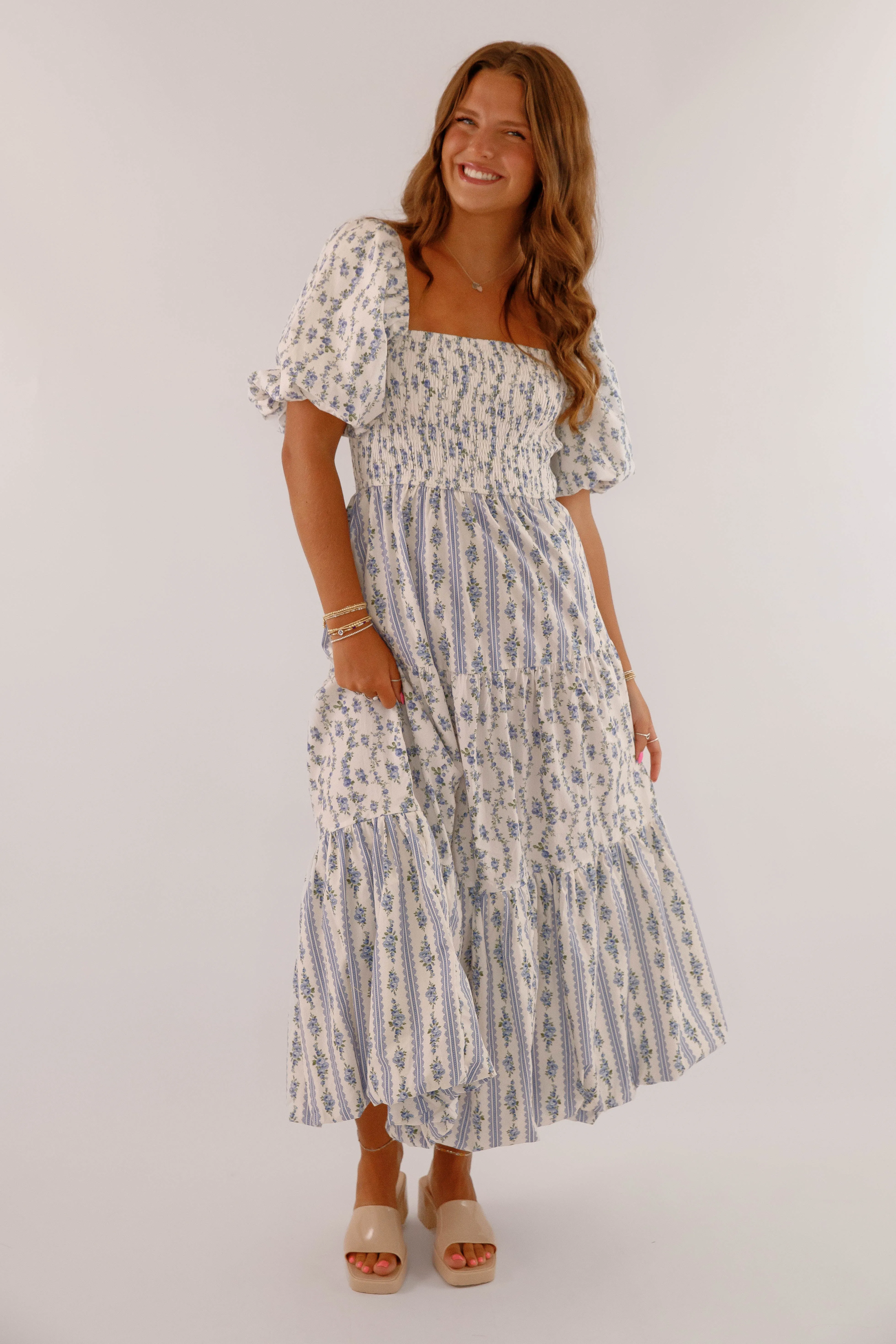 Nothing Is By Chance Maxi Dress-Blue Stylish Look Artisanal-Detail