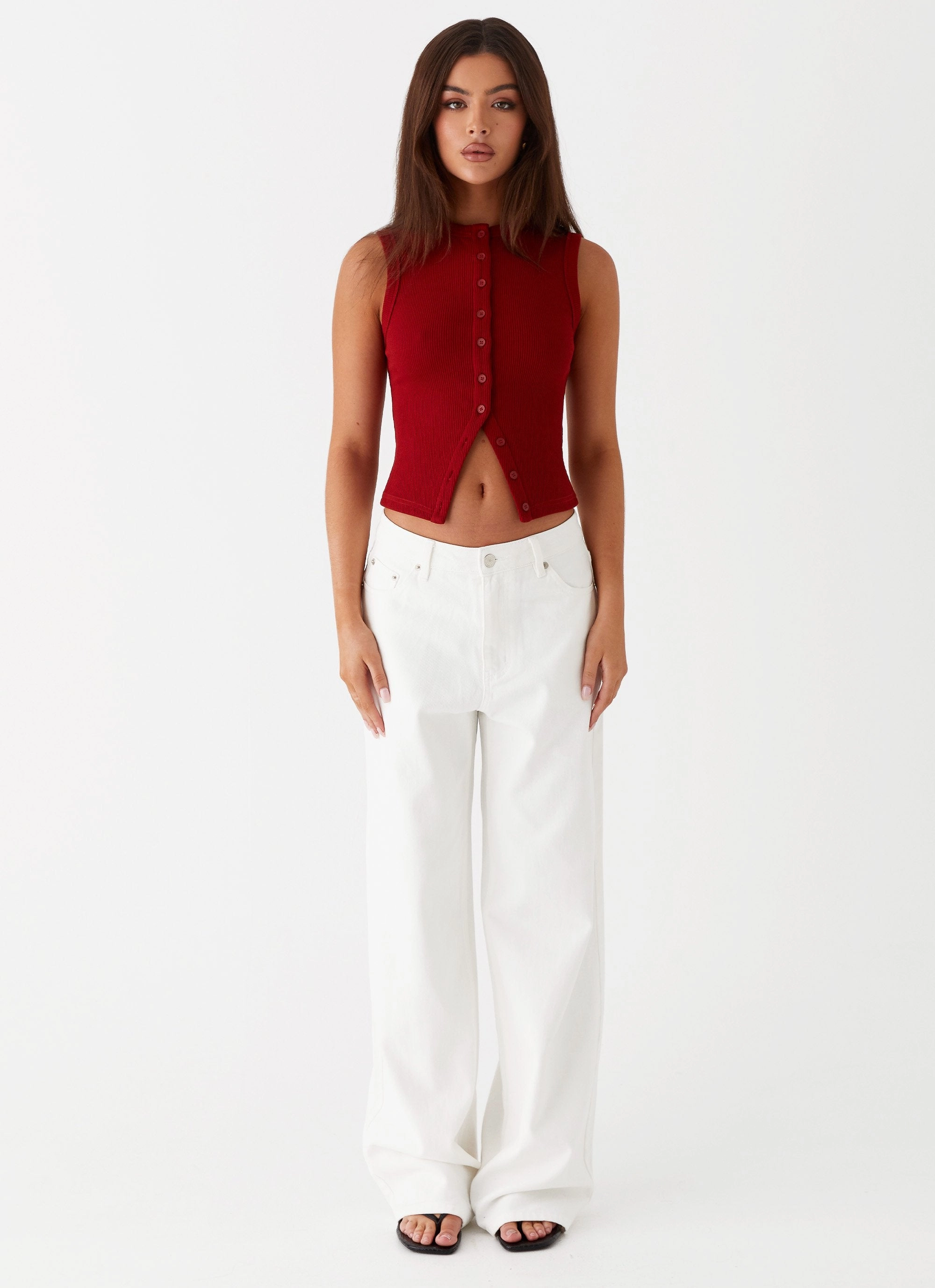 Blair Buttoned Tank Top - Ribbed Knit OdorResistantTechnology