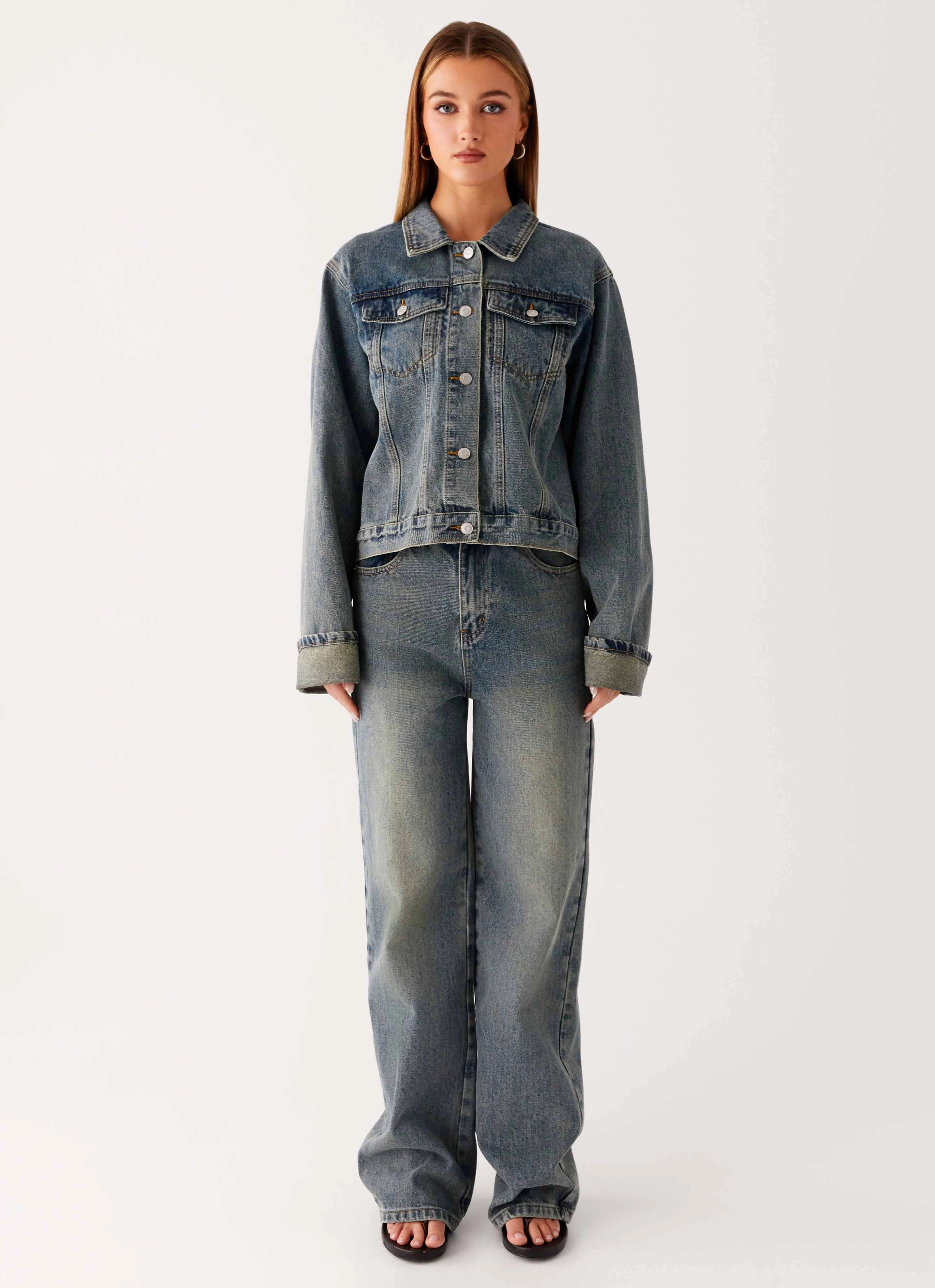 anti slip grip Water Based Coating Back Again Oversized Denim Jacket - Dirty Wash