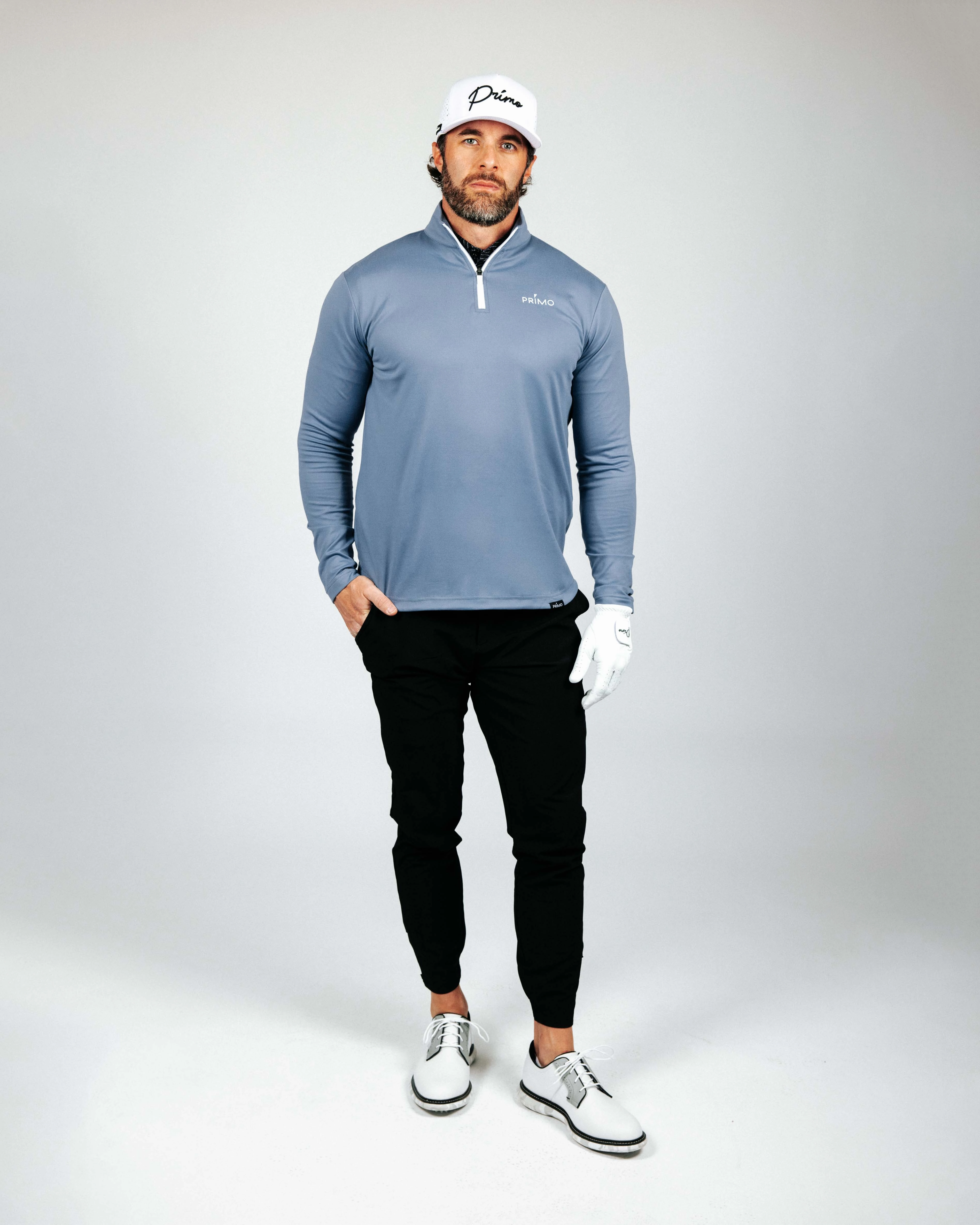 Dusty Blue Classic Quarter Zip EasyCare Fabric QuickDry Textile