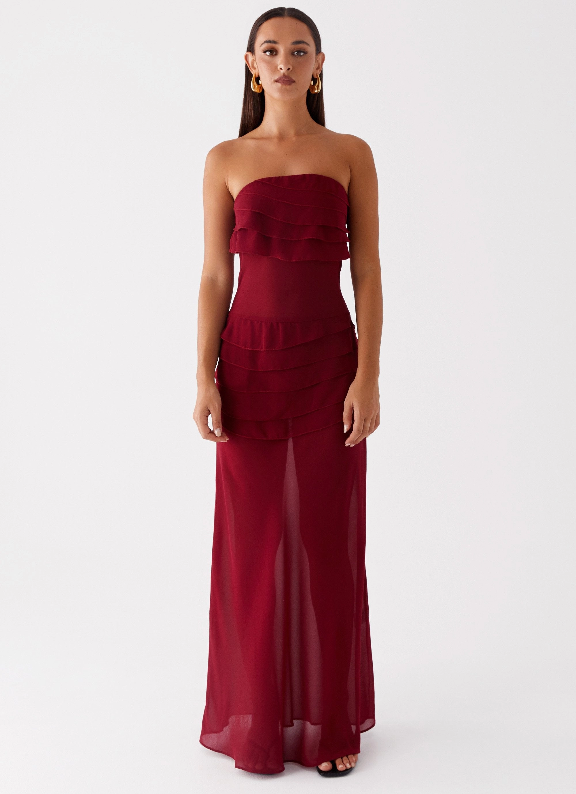 Into The Night Maxi Dress - Cherry Red Bare Glow Versatile Comfort