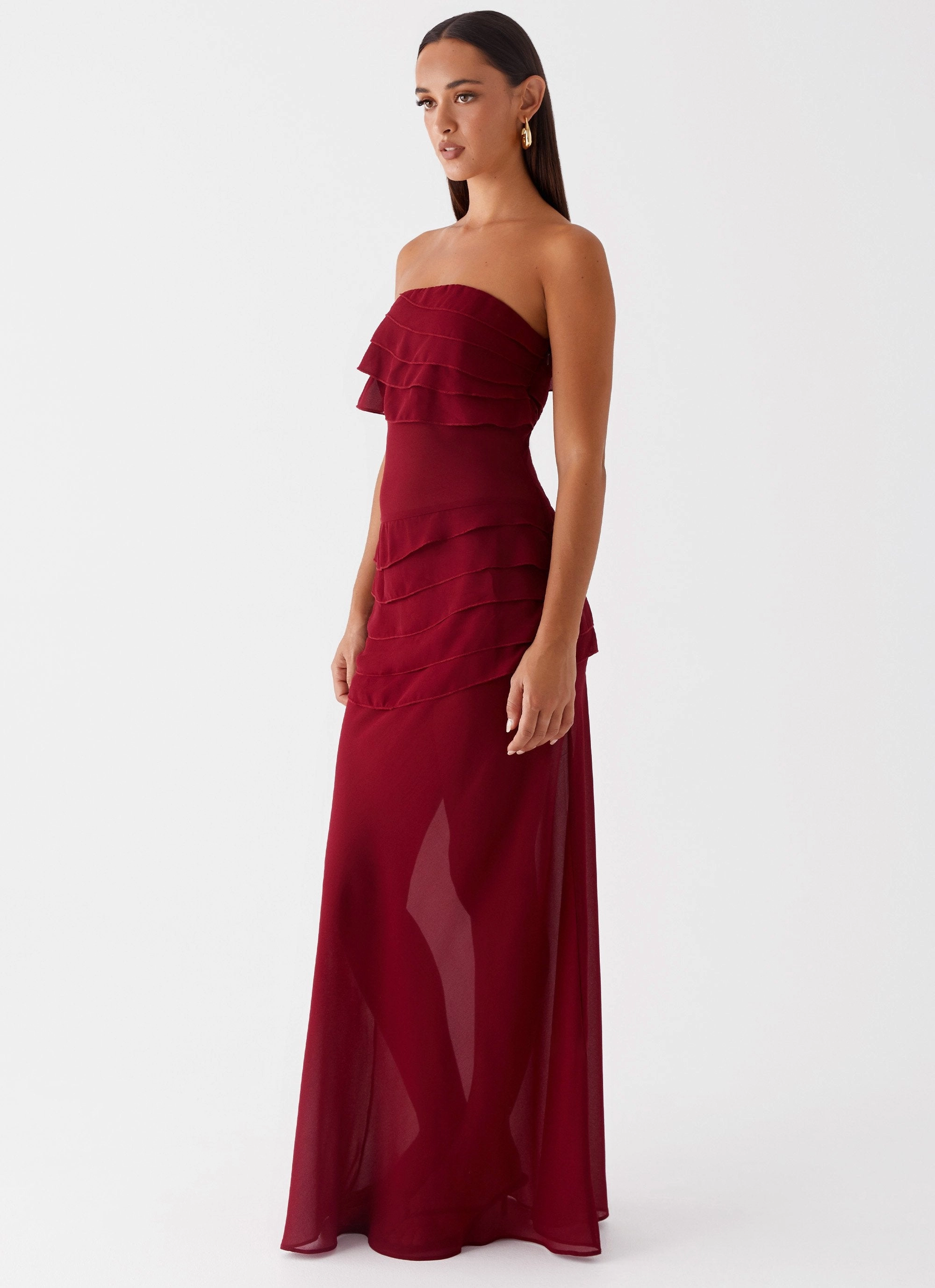 Daily Wear Chic And Comfortable Into The Night Maxi Dress - Cherry Red