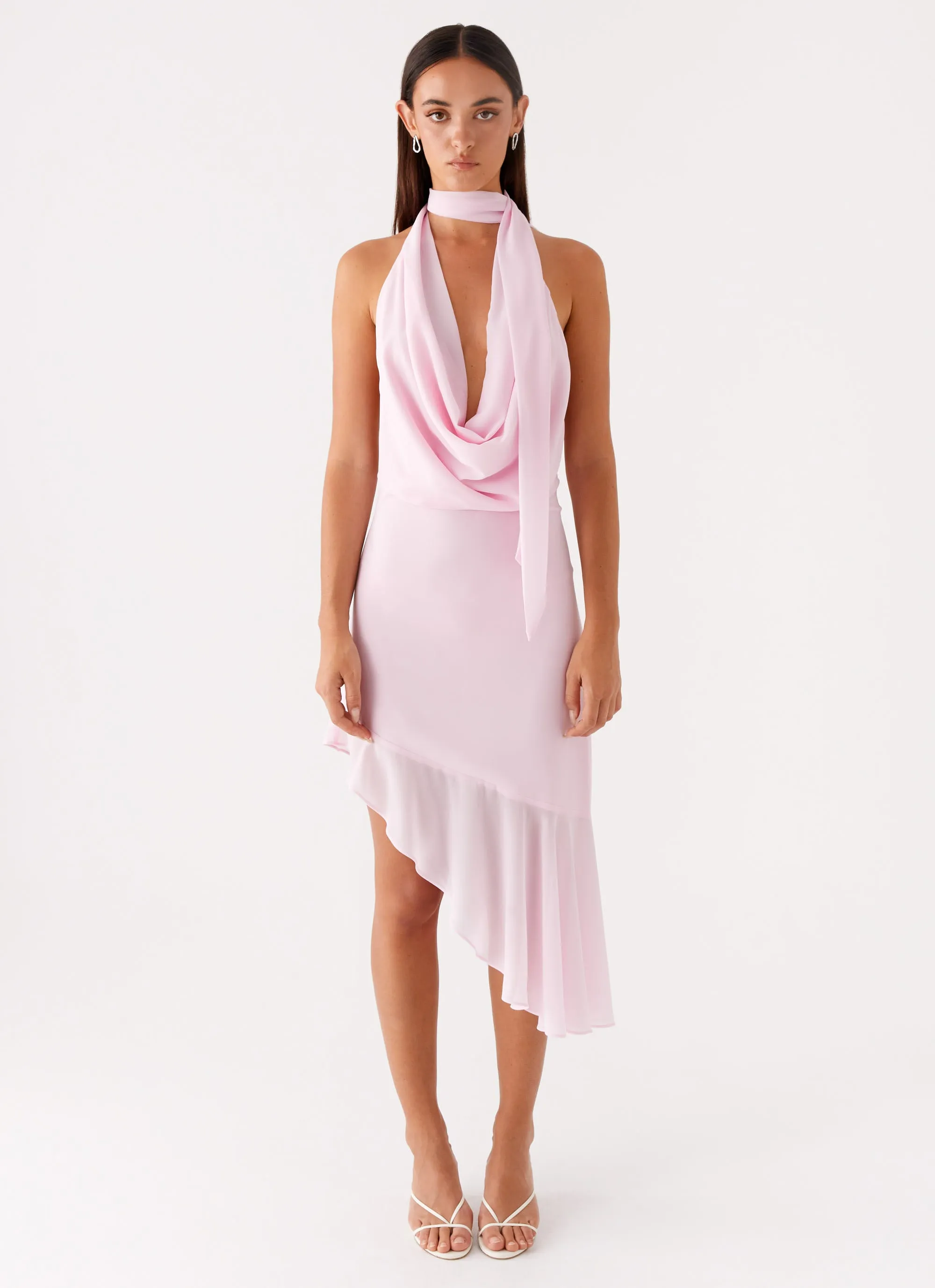 Layna Scarf Midi Dress - Pink QuickDryTechnology
