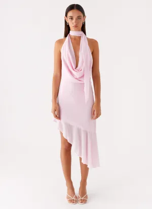 Layna Scarf Midi Dress - Pink QuickDryTechnology