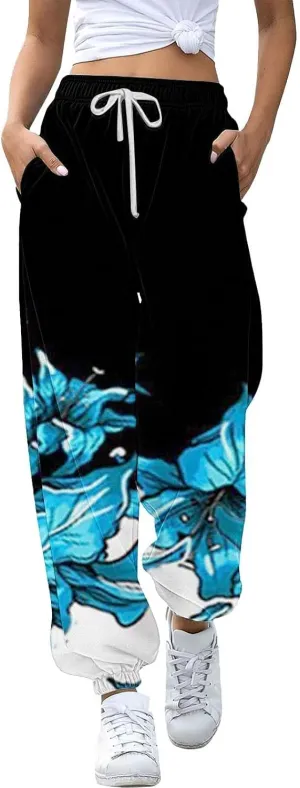 LCMTWX Baggy Sweatpants Joggers Pants Workout High Waisted Yoga Pants with Pockets Womens Black Jogger Pants Black Jogger