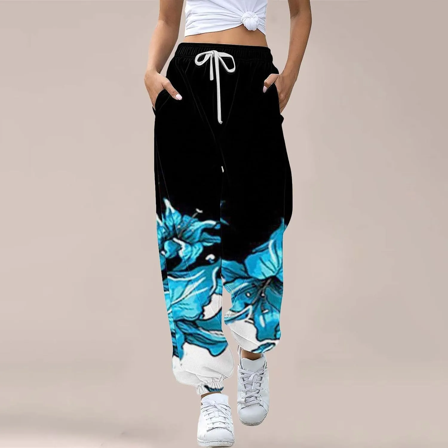 LCMTWX Baggy Sweatpants Joggers Pants Workout High Waisted Yoga Pants with Pockets Womens Black Jogger Pants Black Jogger
