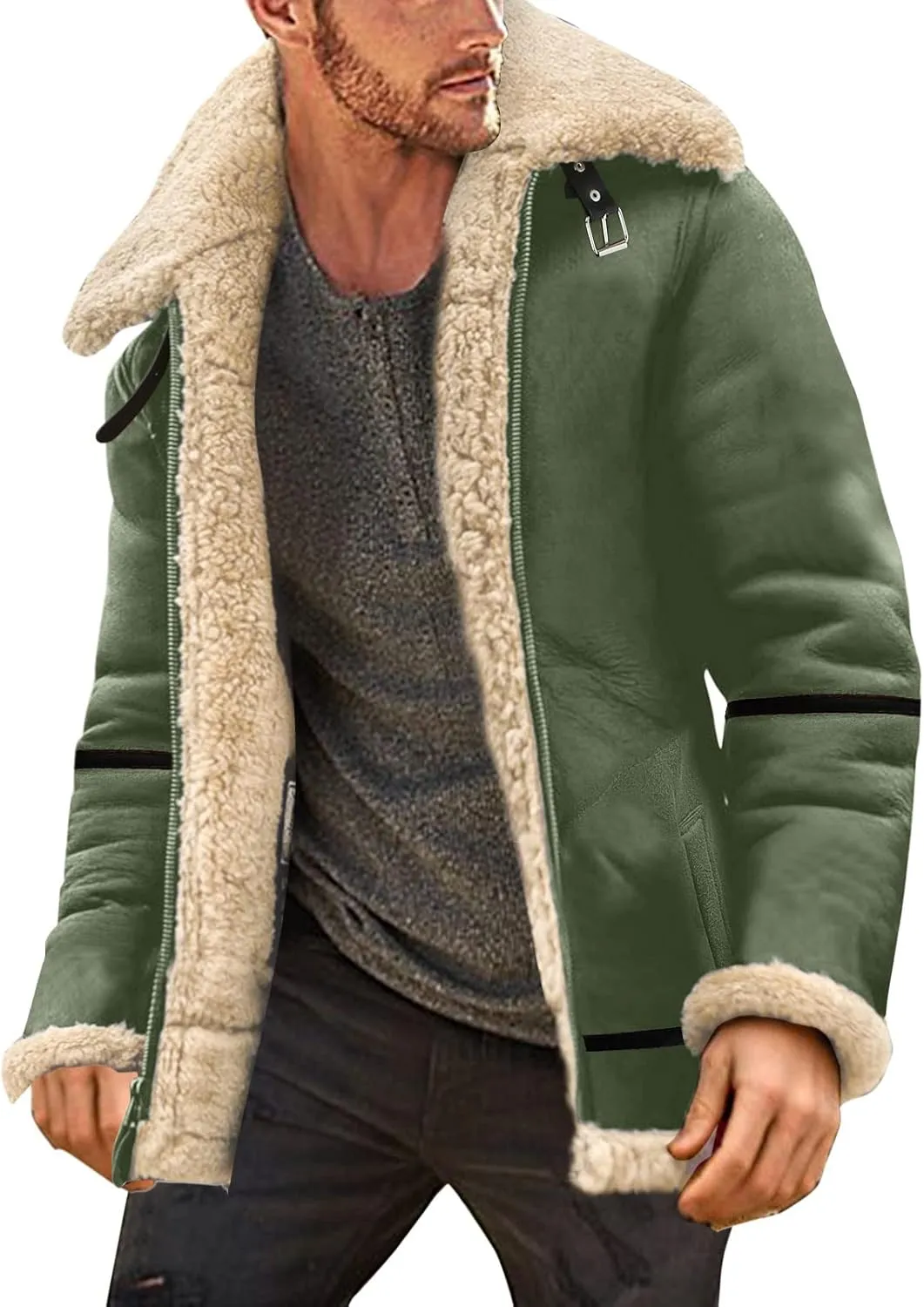 LCMTWX Mens Jackets And Winter Outerwear Single-breasted Solid Color Lapel Long Sleeve Coat Cardigan Plush Long Coat