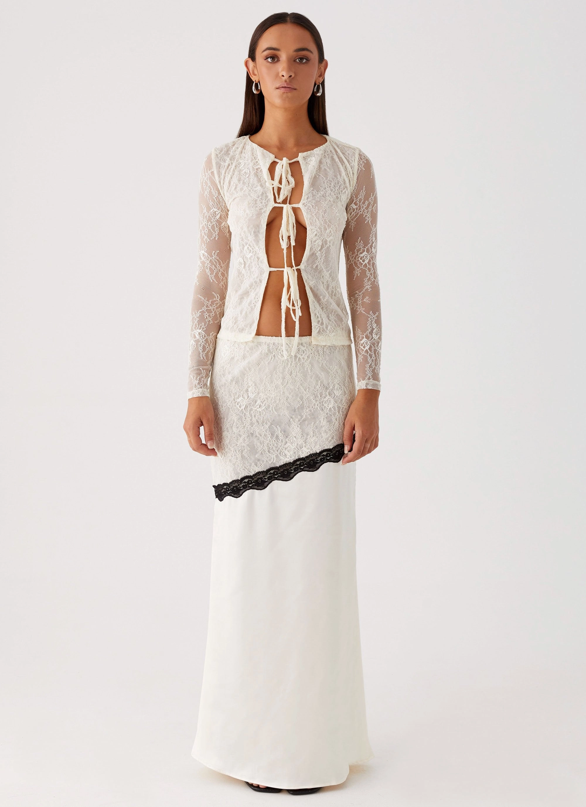 Flexible Performance Duet Lace Maxi Skirt - Ivory