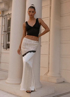 Duet Lace Maxi Skirt - Ivory Versatile Layer Stain Resistant
