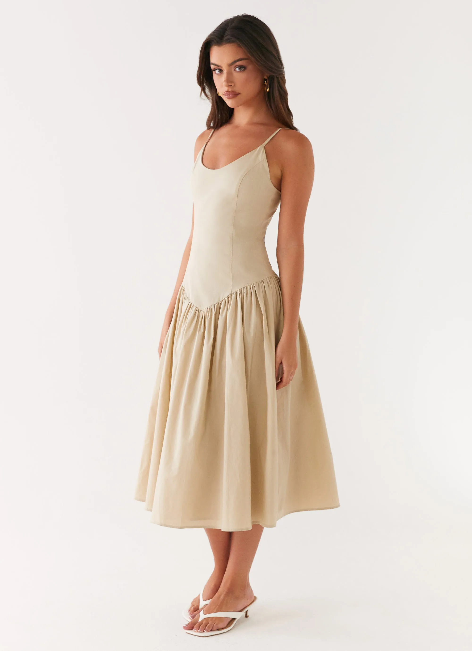 Azalea Midi Dress - Beige Dreamy Drape Simplistic Mood