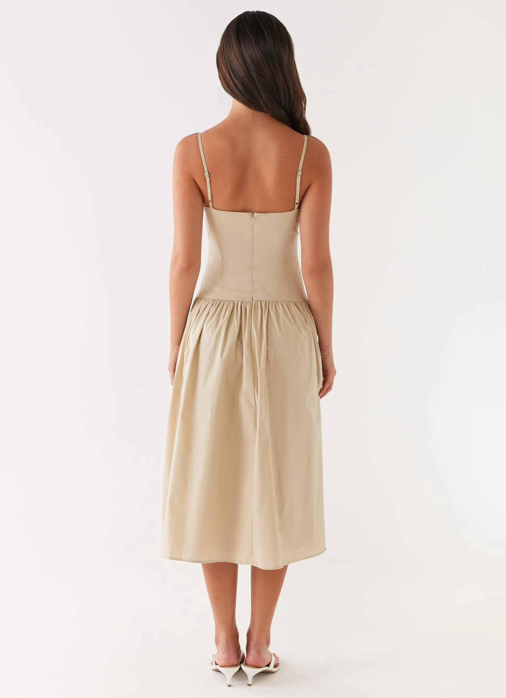 Azalea Midi Dress - Beige Work Appropriate Chic Comfort