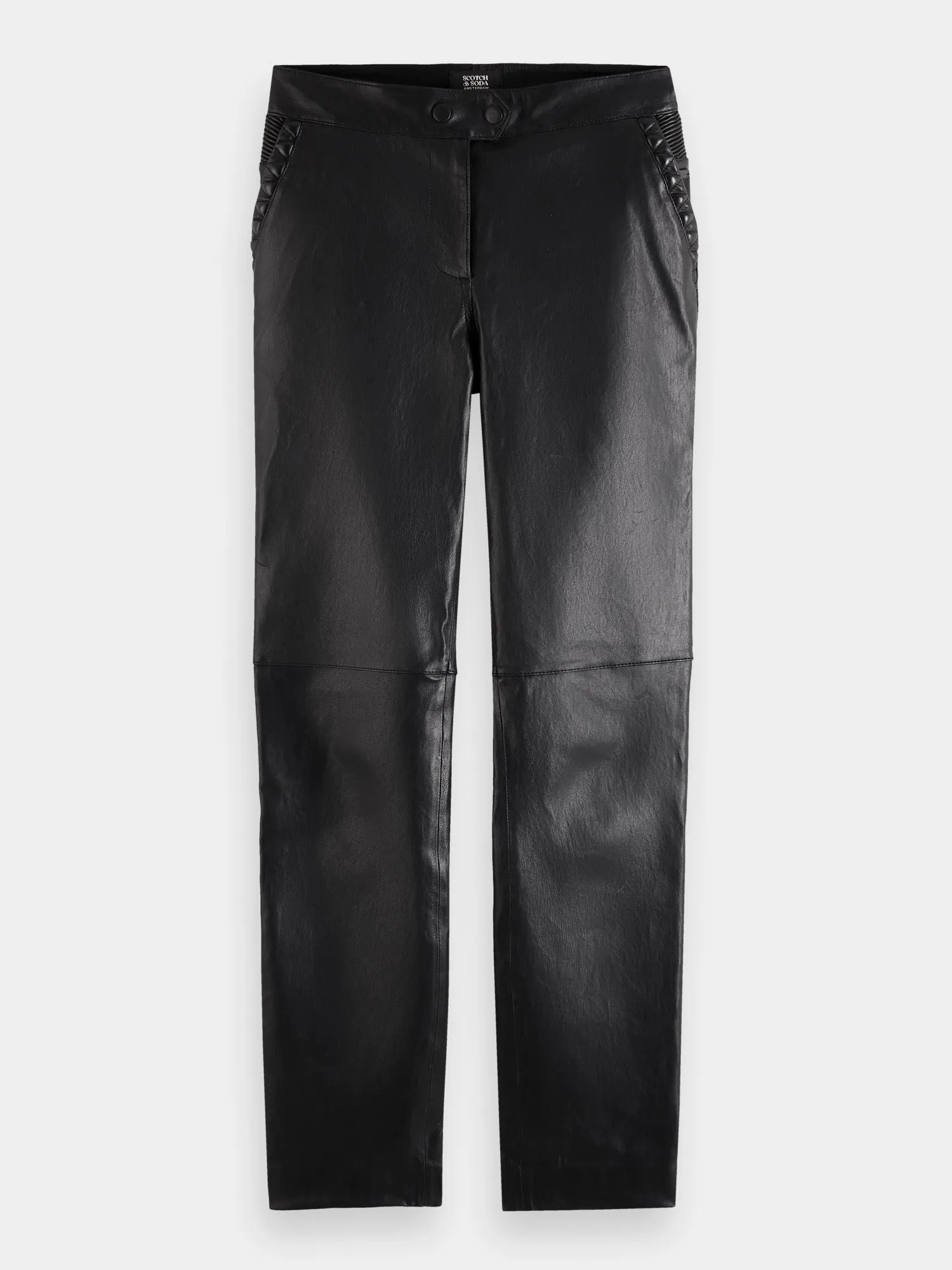 Leather slim fit biker pants