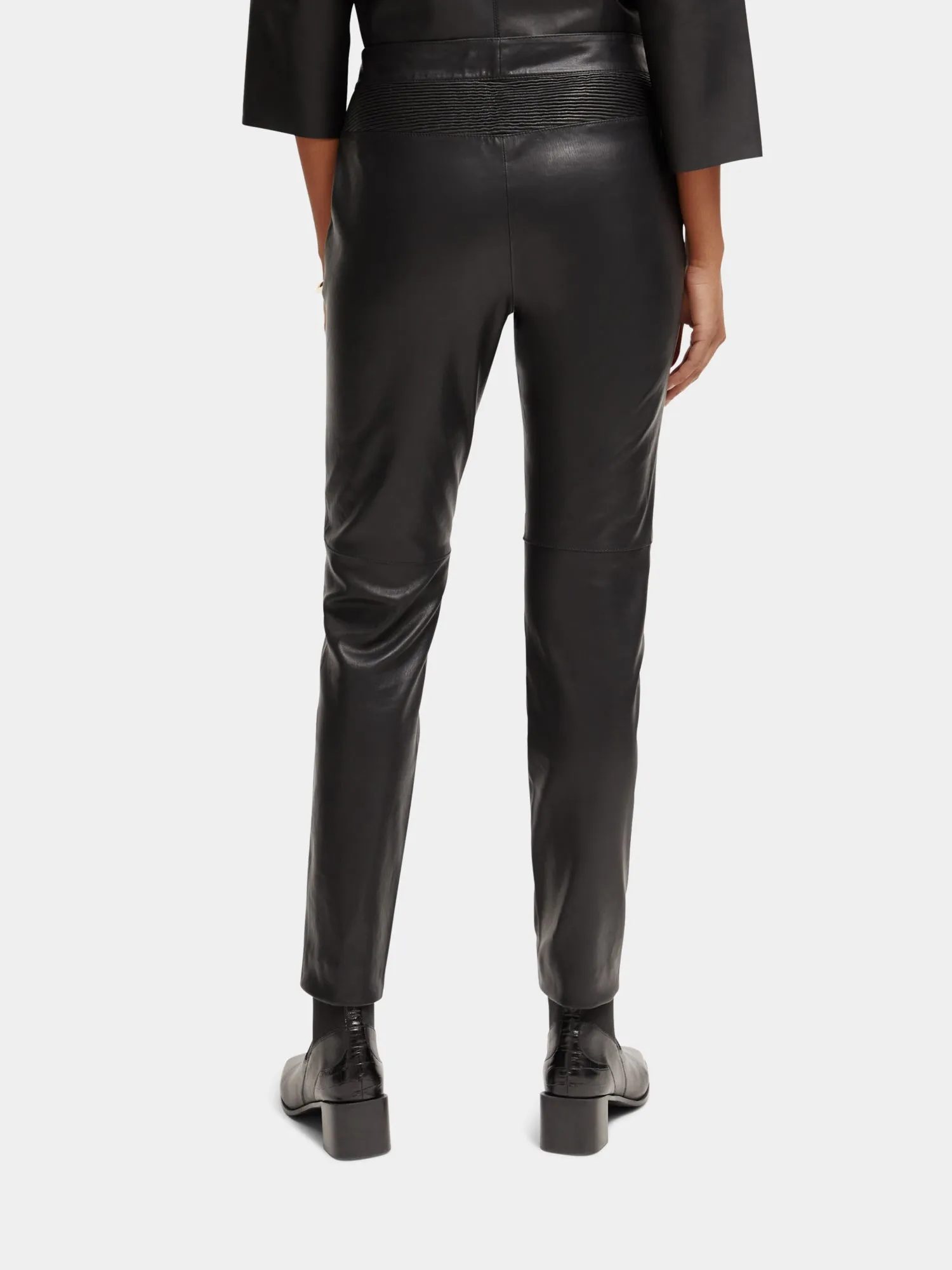 Leather slim fit biker pants