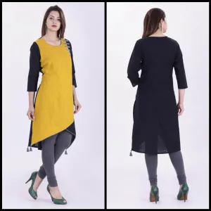 Lemon Tart Clothing LTK110 Color Block Button Detail Stitched Kurti - YB