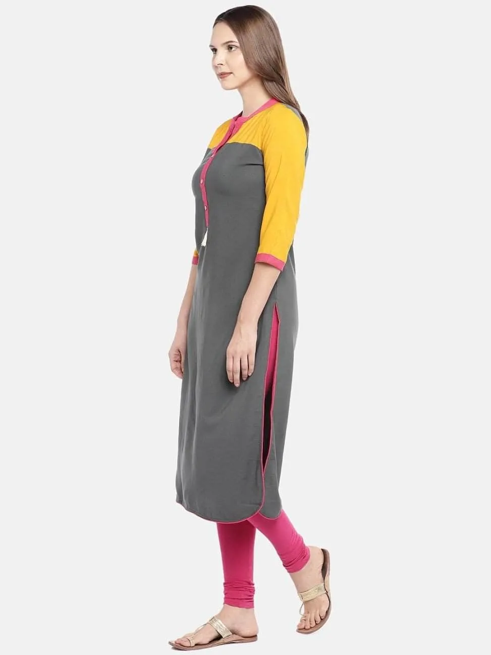 Lemon Tart Clothing LTK151 Color Block Detail Stitched Kurti - DG
