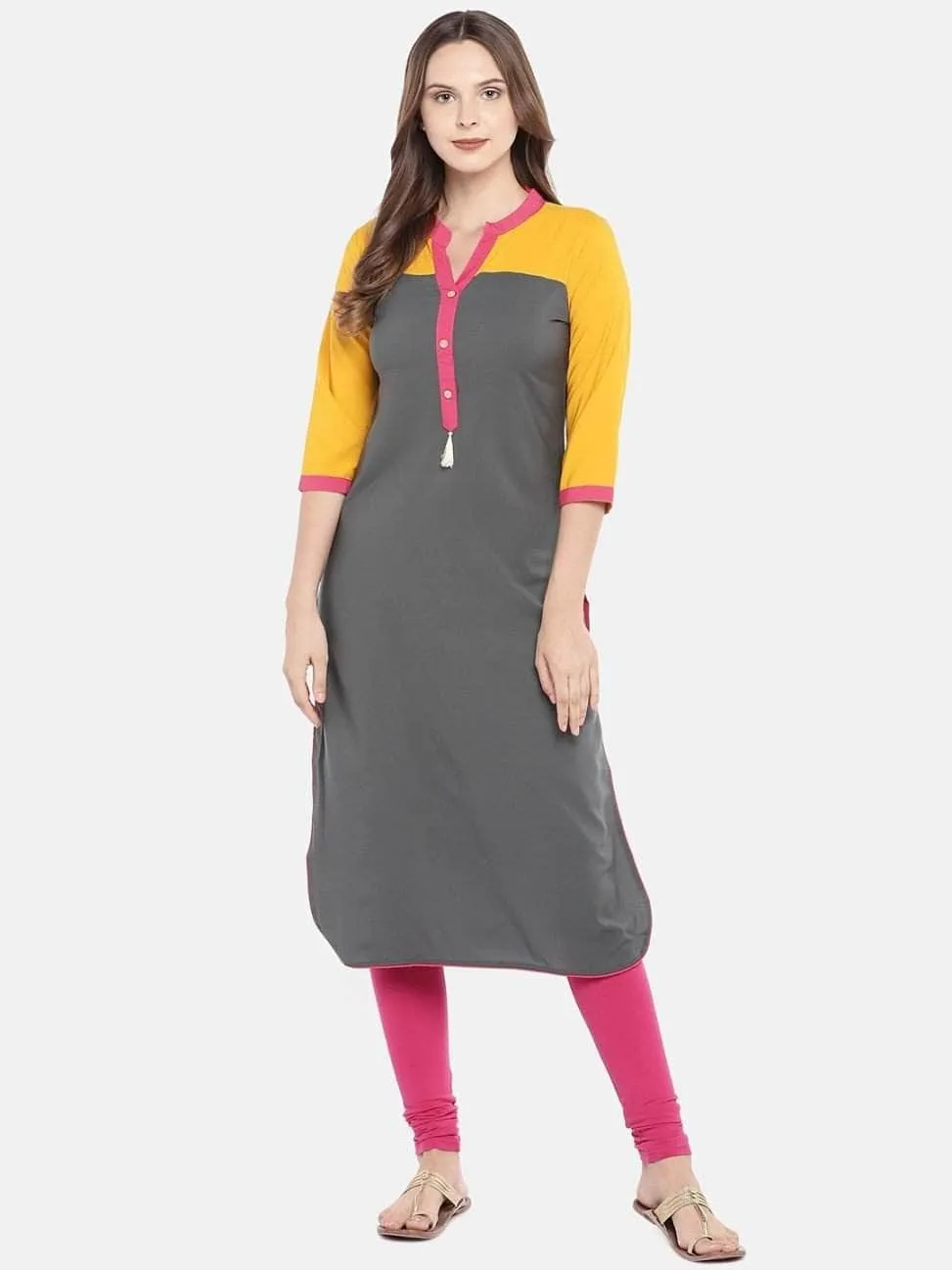 Lemon Tart Clothing LTK151 Color Block Detail Stitched Kurti - DG