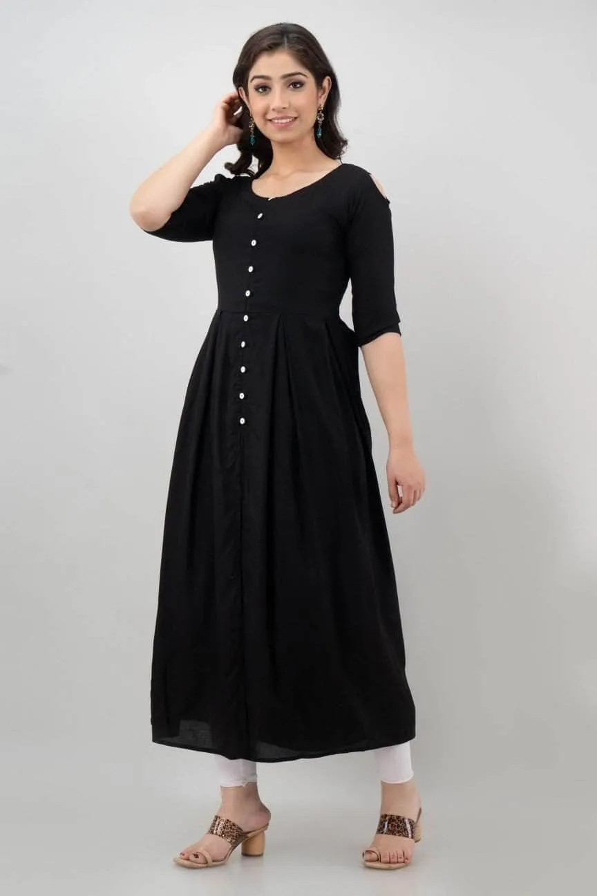 Lemon Tart Clothing LTK161 Peplum Detail Kurti - Black