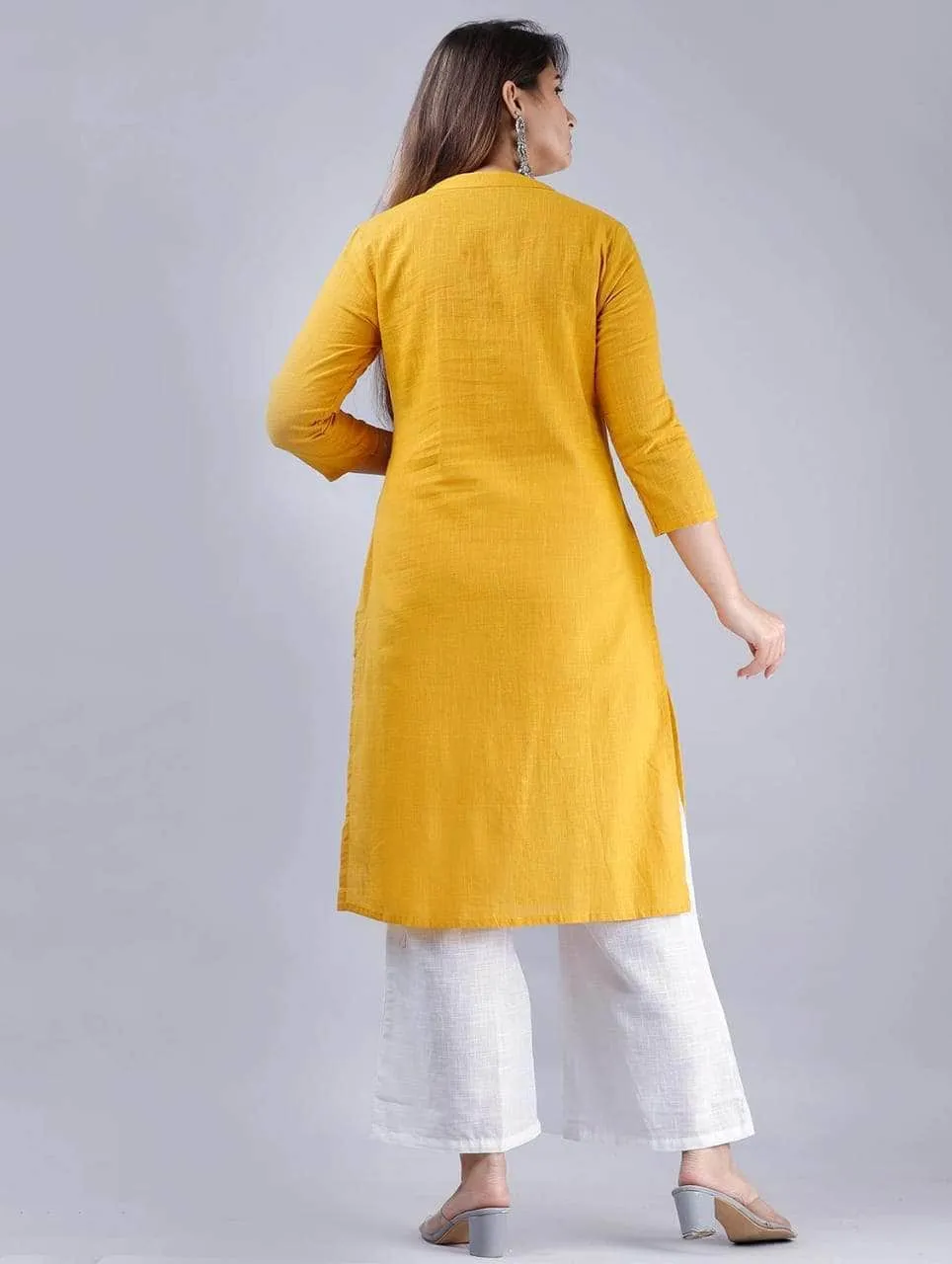Lemon Tart Clothing LTK162 Pintuck Detail Stitched Kurti - Yellow