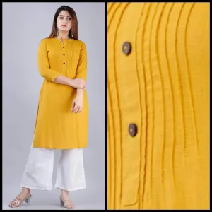 Lemon Tart Clothing LTK162 Pintuck Detail Stitched Kurti - Yellow