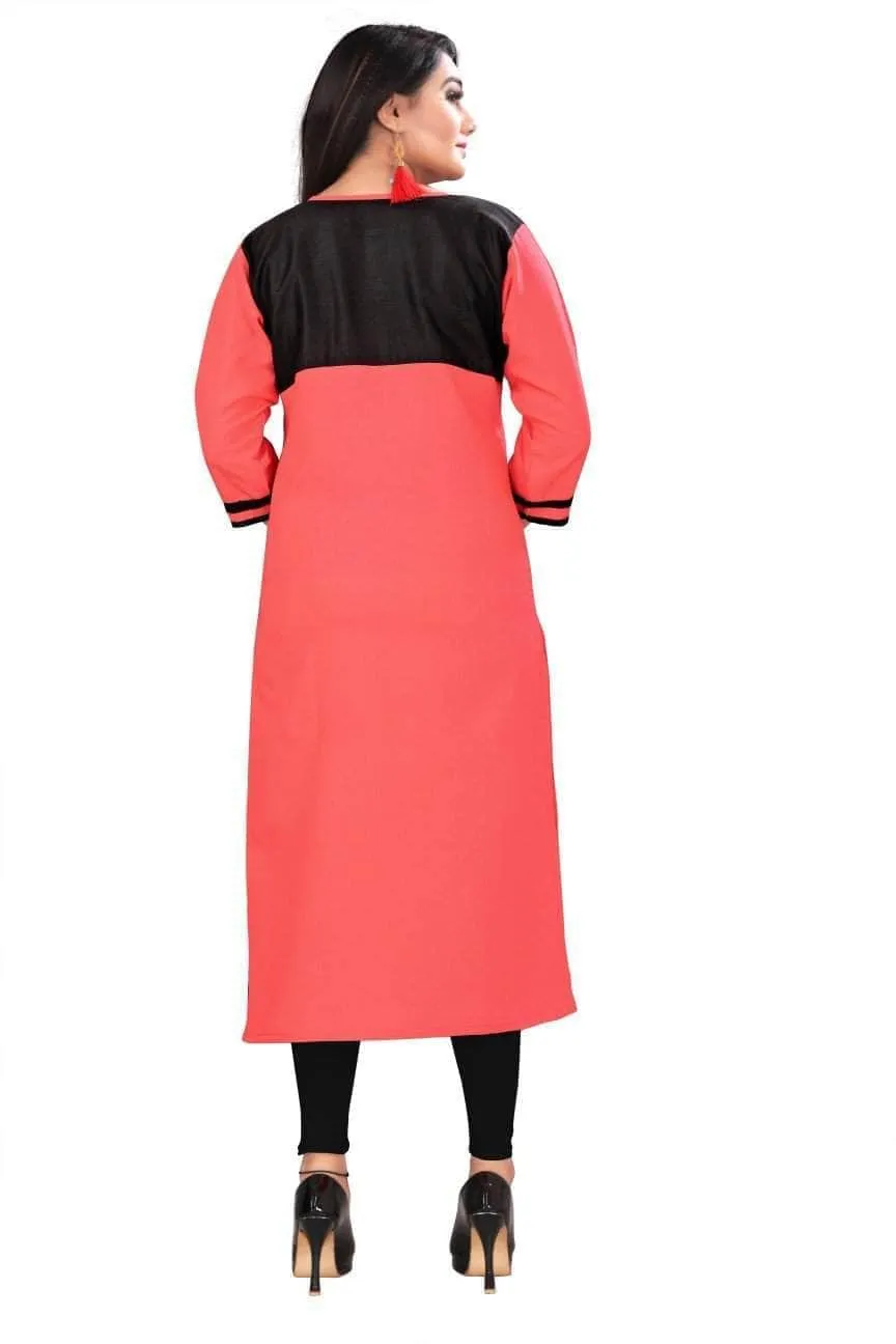 Lemon Tart Clothing LTK168 Color Block Detail Stitched Kurti - Pink