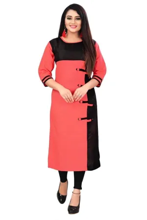 Lemon Tart Clothing LTK168 Color Block Detail Stitched Kurti - Pink