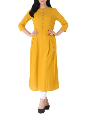 Lemon Tart Clothing LTK17 Peplum Detail Cotton Kurti - Yellow