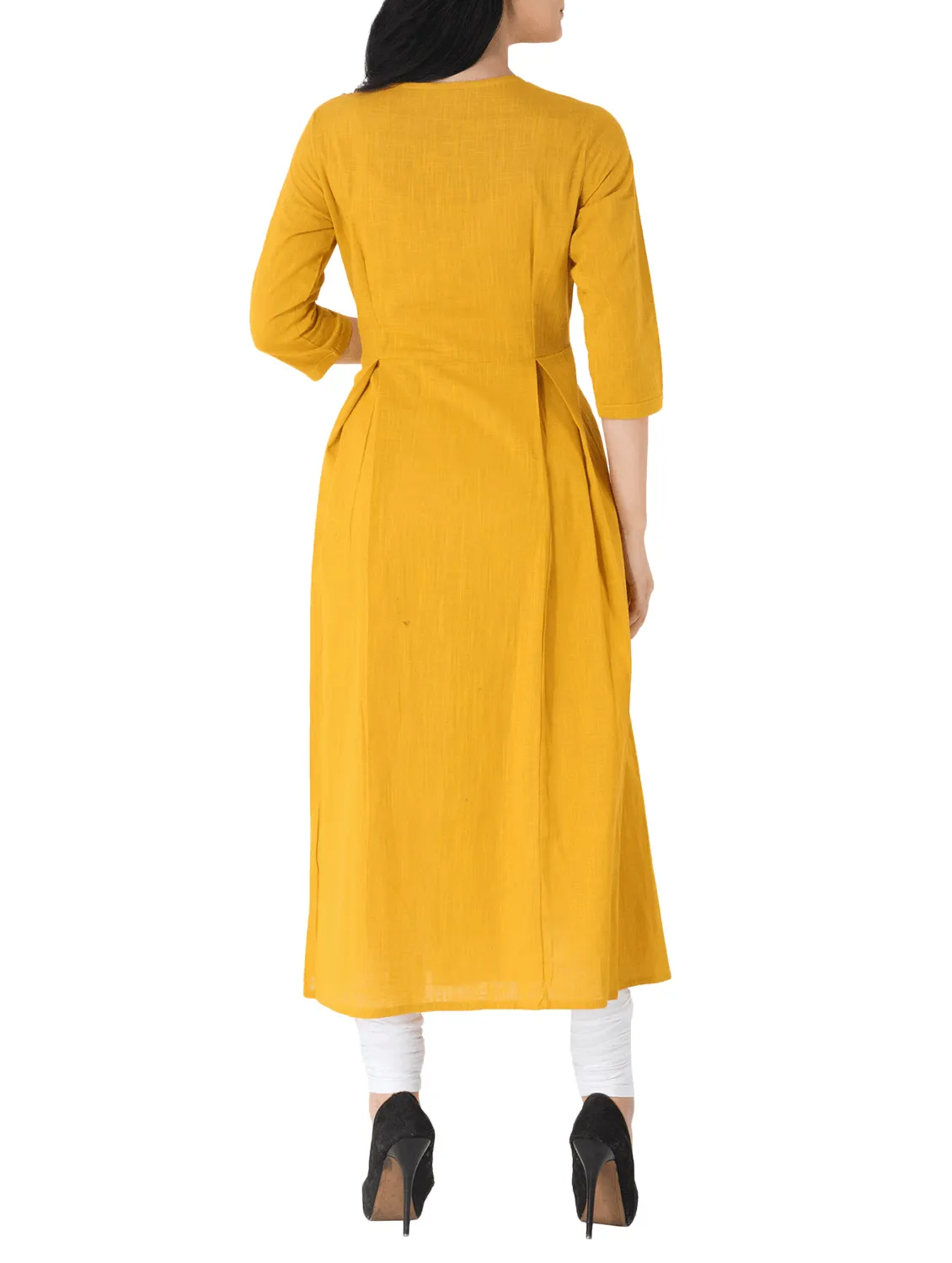 Lemon Tart Clothing LTK17 Peplum Detail Cotton Kurti - Yellow