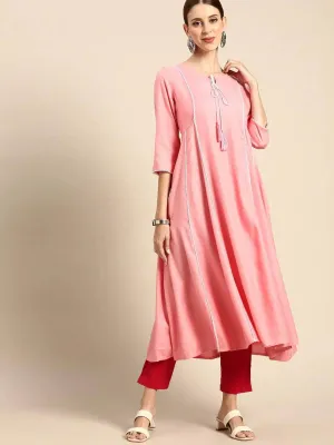 Lemon Tart Clothing LTK172 Peplum Detail Stitched Kurti - Pink