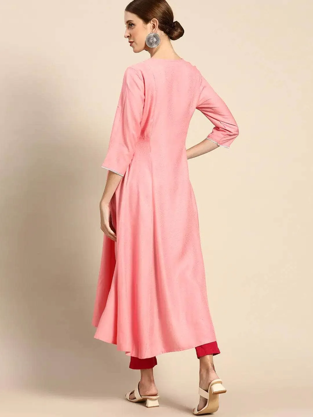 Lemon Tart Clothing LTK172 Peplum Detail Stitched Kurti - Pink
