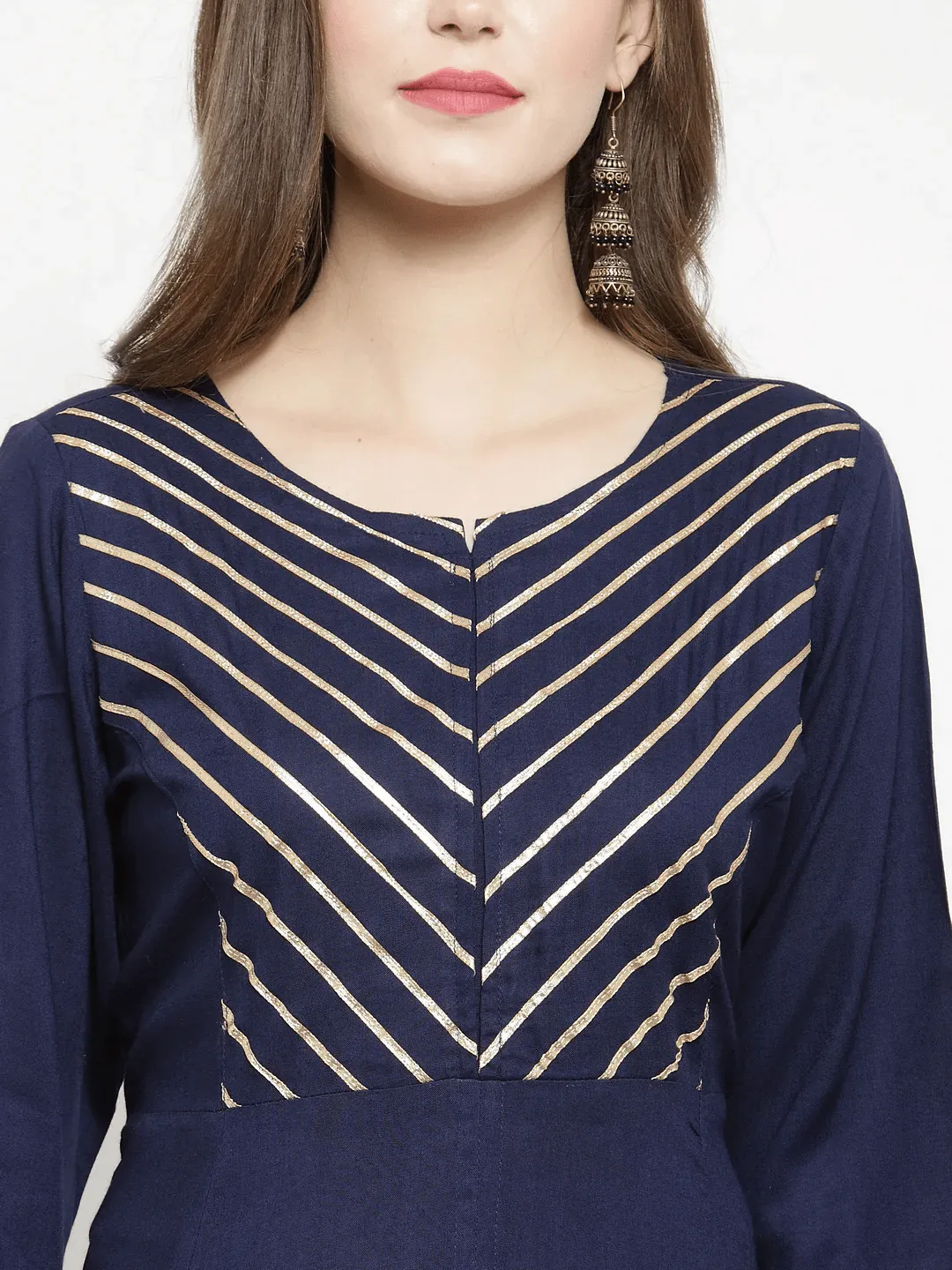 Lemon Tart Clothing LTK20 Lace and Peplum Detail Kurti - Blue