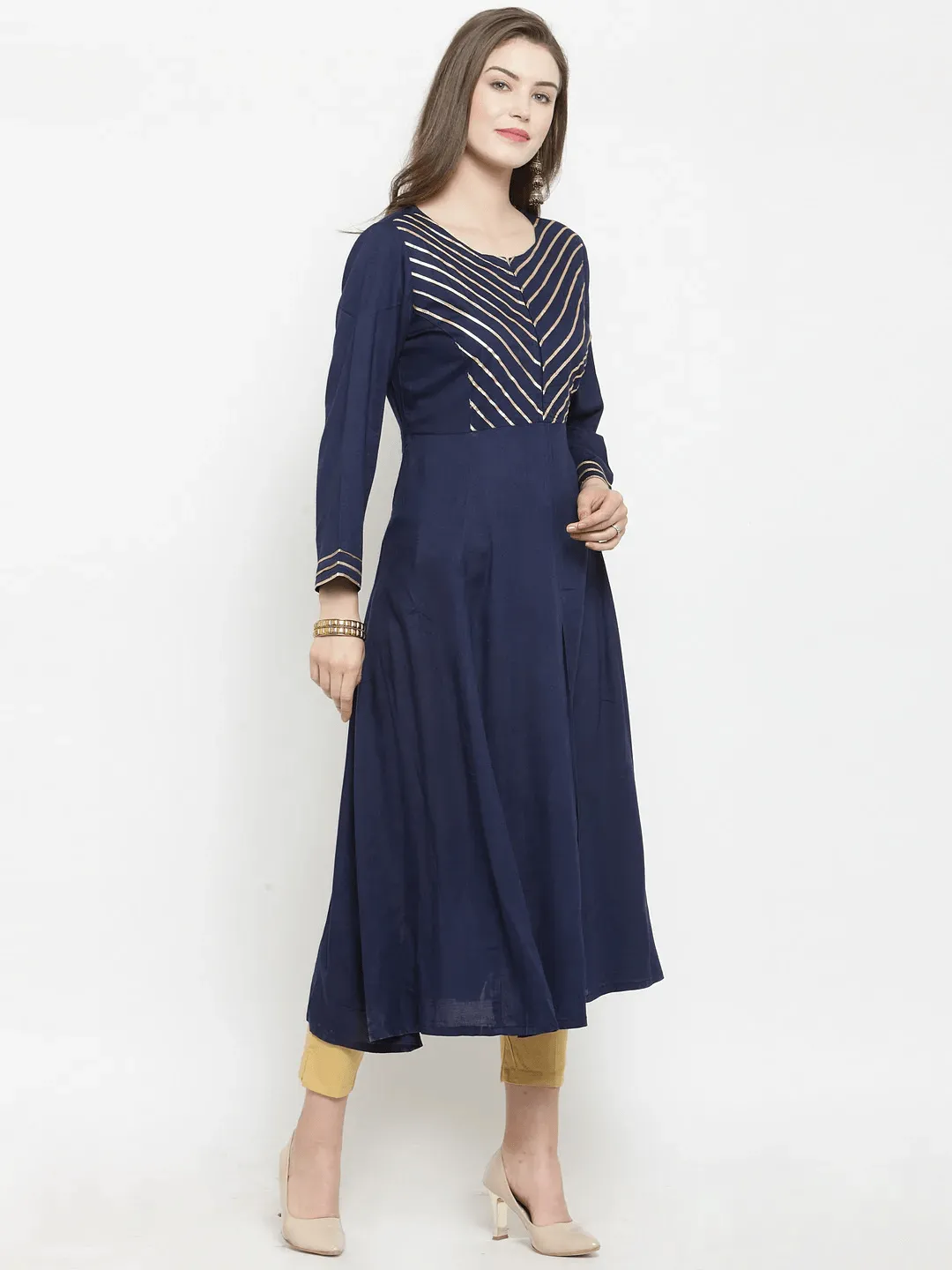 Lemon Tart Clothing LTK20 Lace and Peplum Detail Kurti - Blue