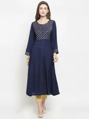 Lemon Tart Clothing LTK20 Lace and Peplum Detail Kurti - Blue