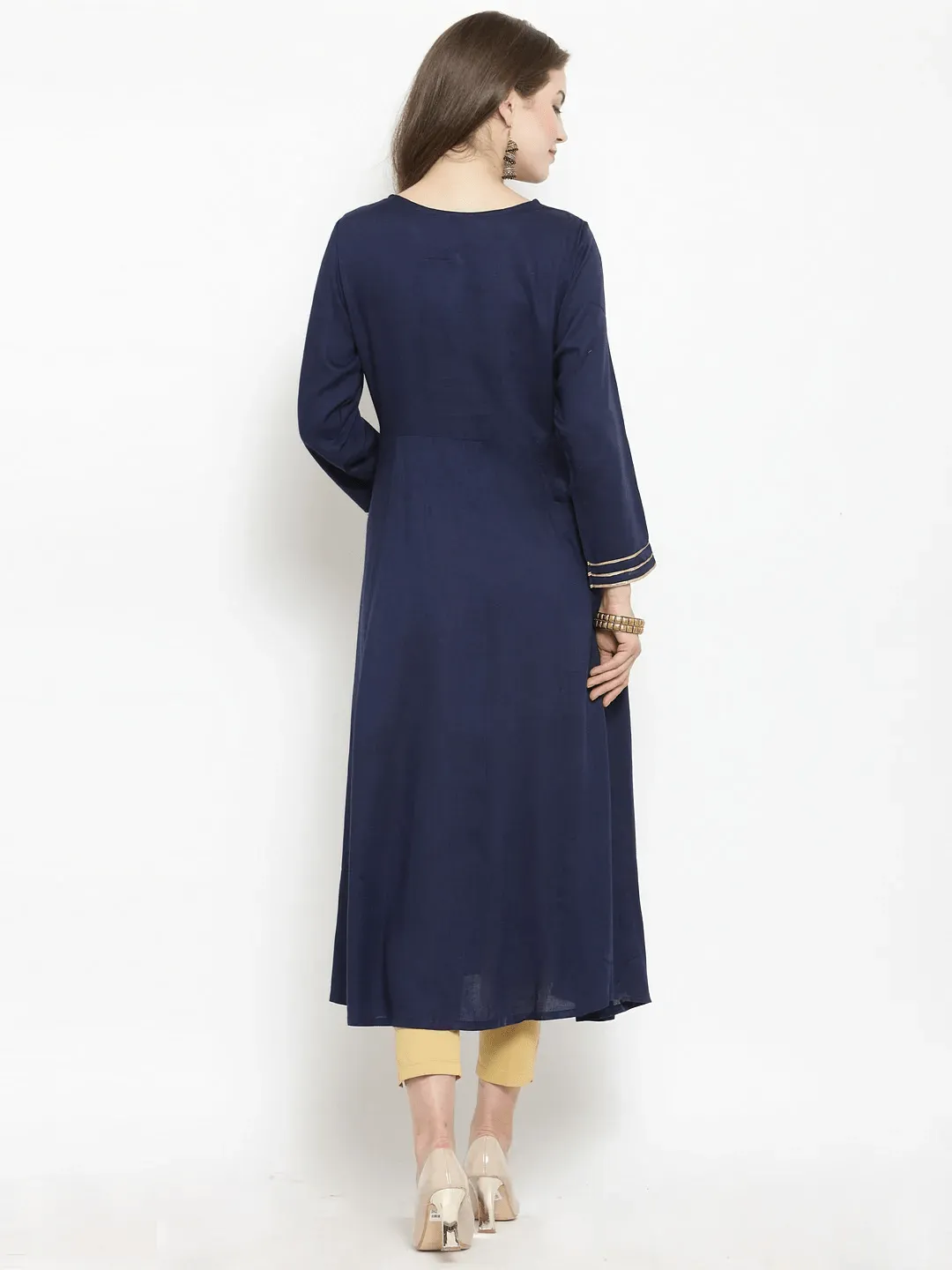 Lemon Tart Clothing LTK20 Lace and Peplum Detail Kurti - Blue