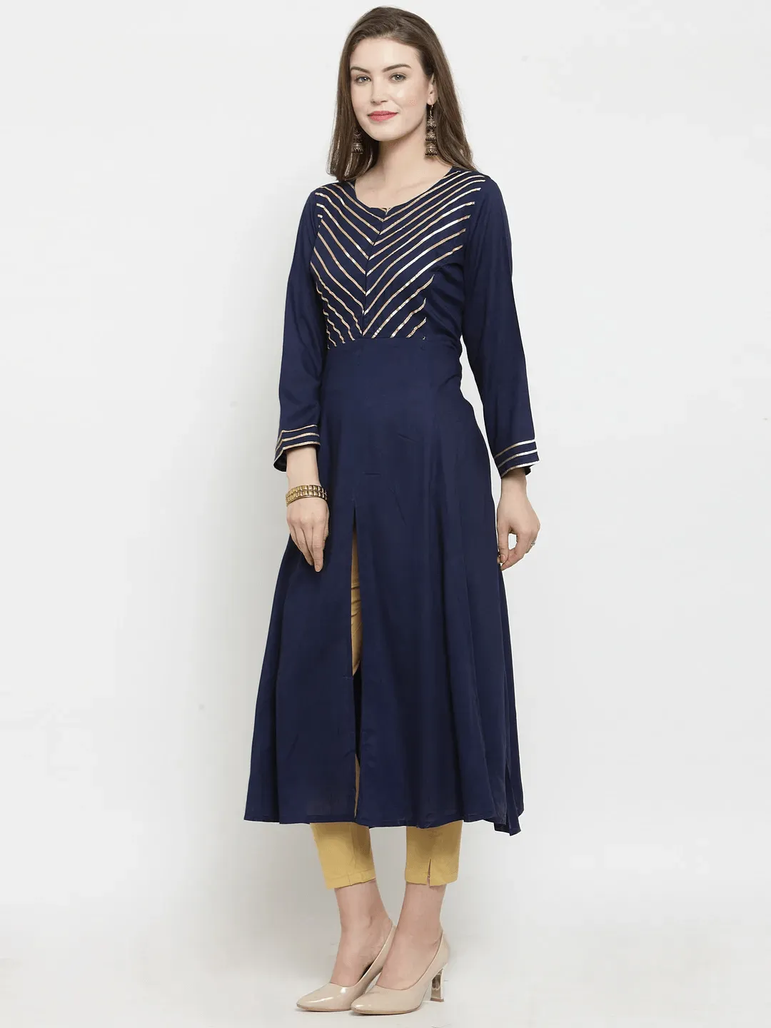 Lemon Tart Clothing LTK20 Lace and Peplum Detail Kurti - Blue